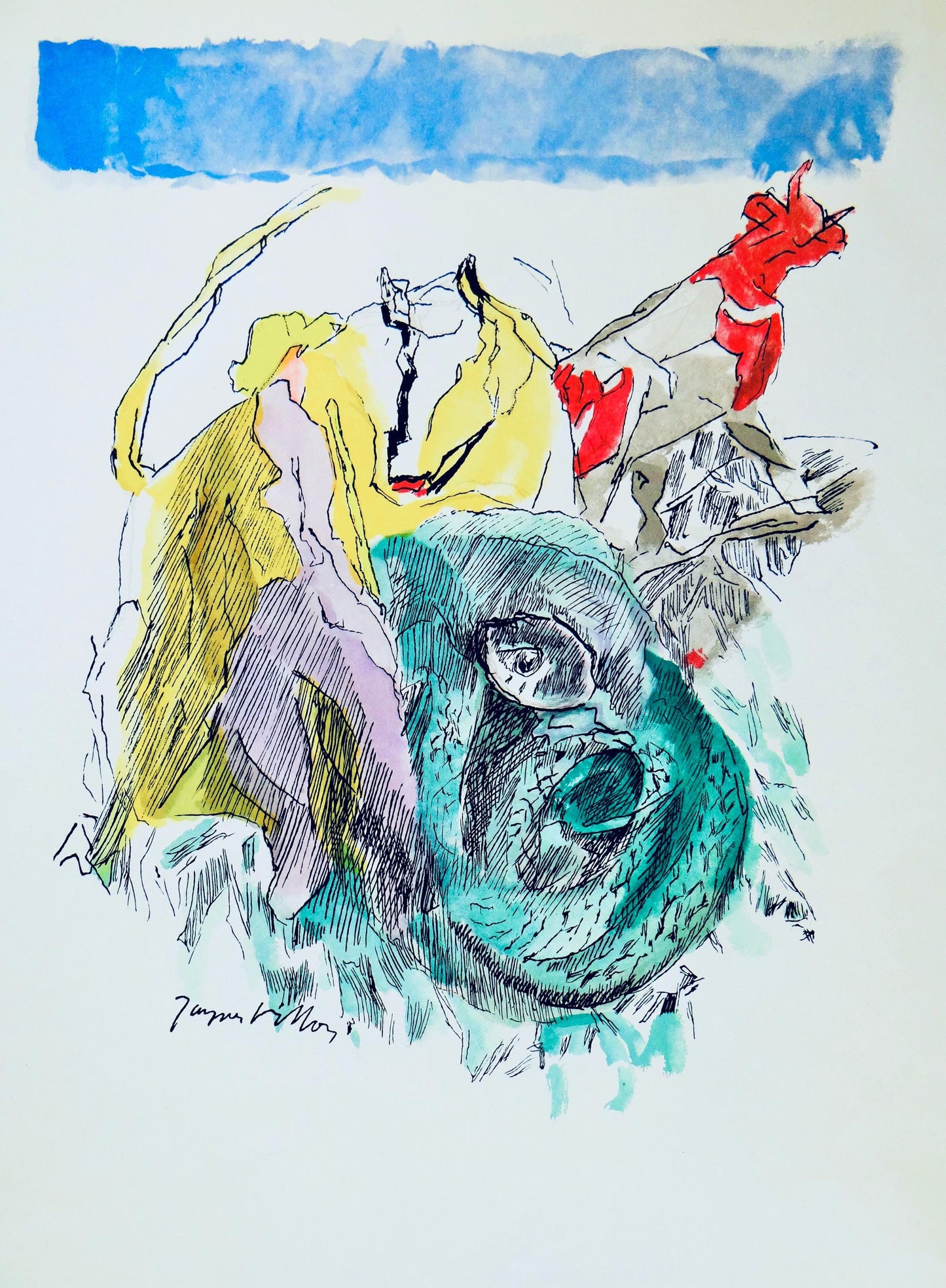 Jacques Villon, Serpent Cubiste, Vingt Fables De La Fontaine, Woodcut