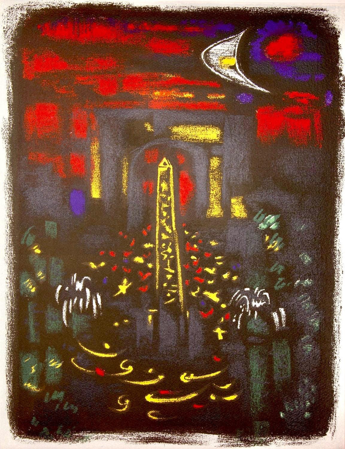 Andr Masson, Place De La Concorde Et L'Arc De Triomphe, Regards Sur Paris, Lithograph