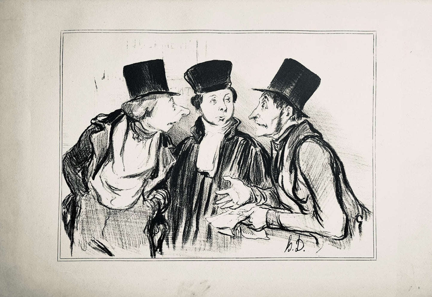 Honor Daumier, Composition, Honor Daumier, Law And Justice, Lithograph