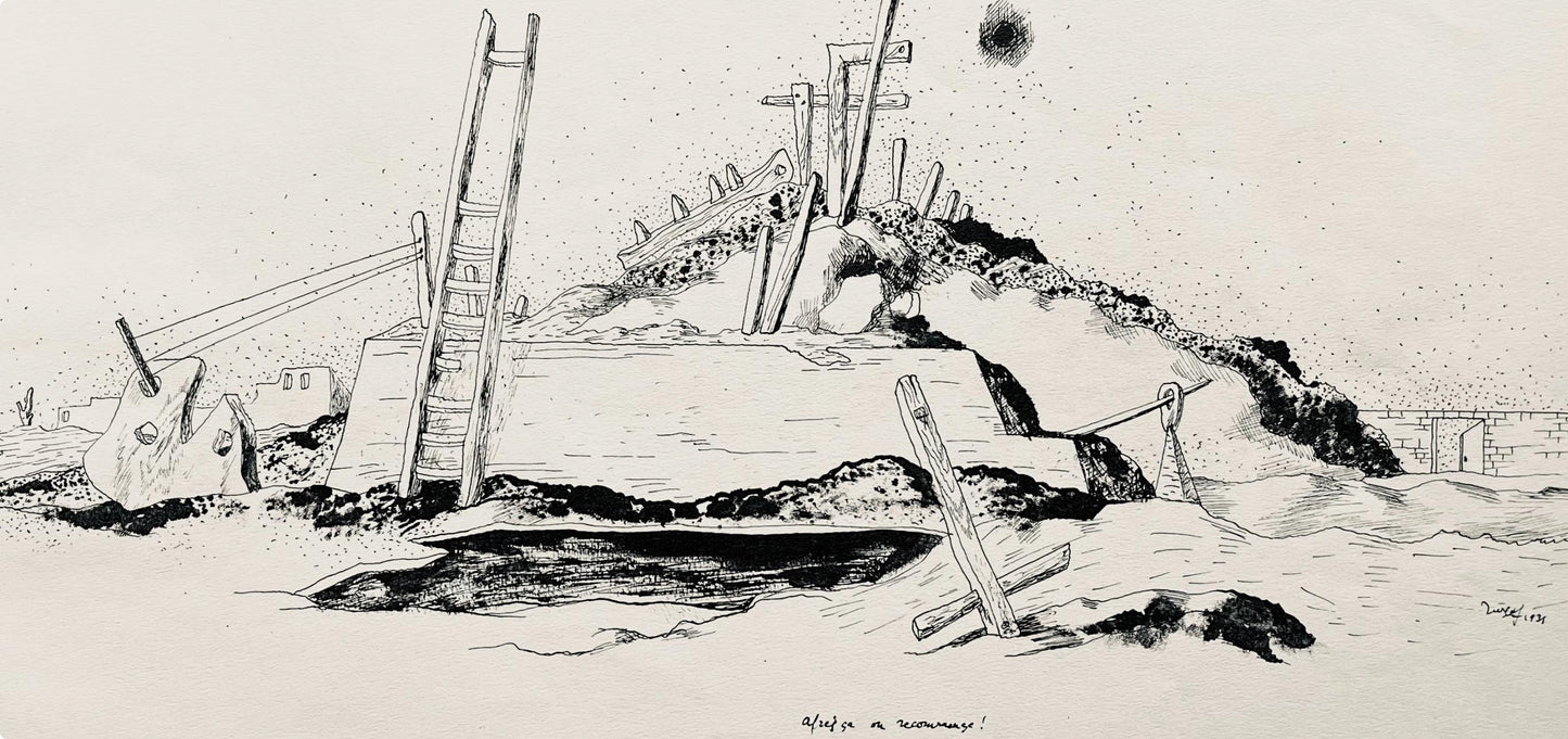 Jean Lurat, Aprsa On Recommence, Huit Dessins La Plume, Lithograph