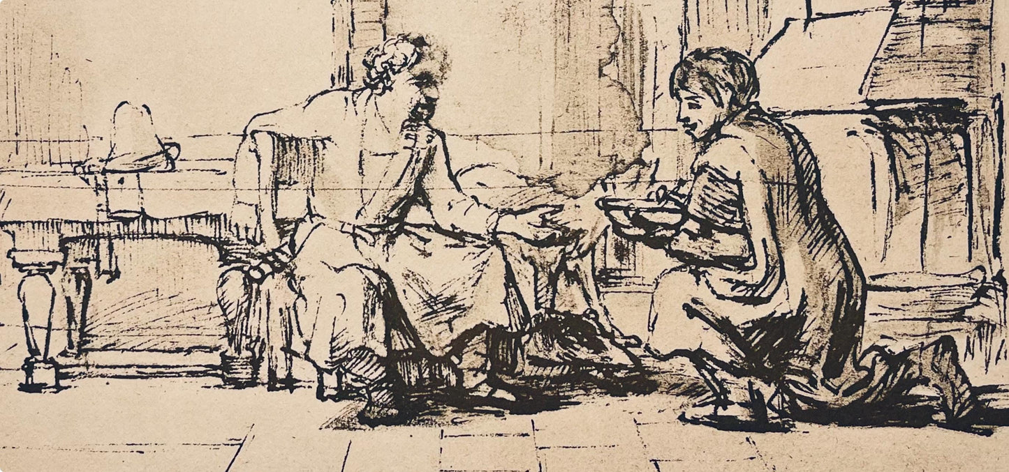Rembrandt Van Rijn, Esau Selling His Birthright, Rembrandt, Drawings From The Bible, Collotype