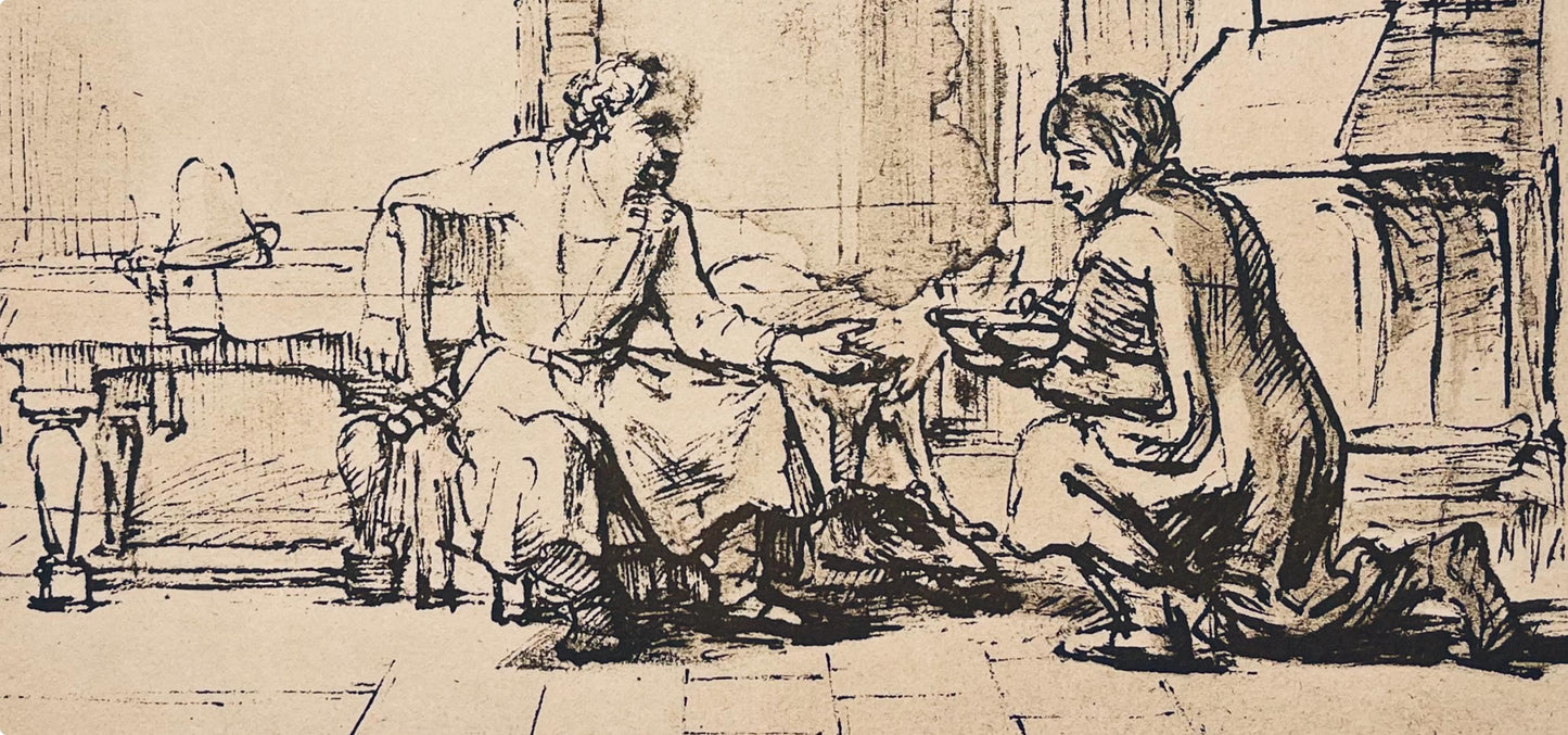 Rembrandt Van Rijn, Esau Selling His Birthright, Rembrandt, Drawings From The Bible, Collotype