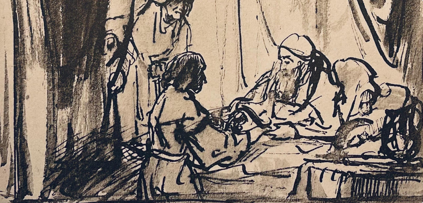 Rembrandt Van Rijn, Isaac Blessing Jacob, Rembrandt, Drawings From The Bible, Collotype