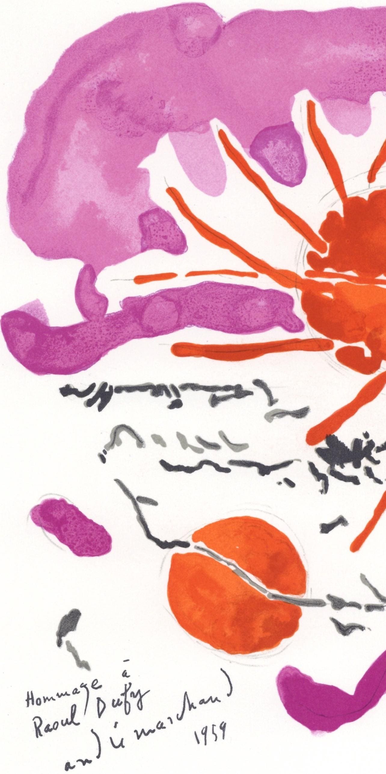 Andr Marchand, Composition, Lettre Mon Peintre Raoul Dufy, Lithograph
