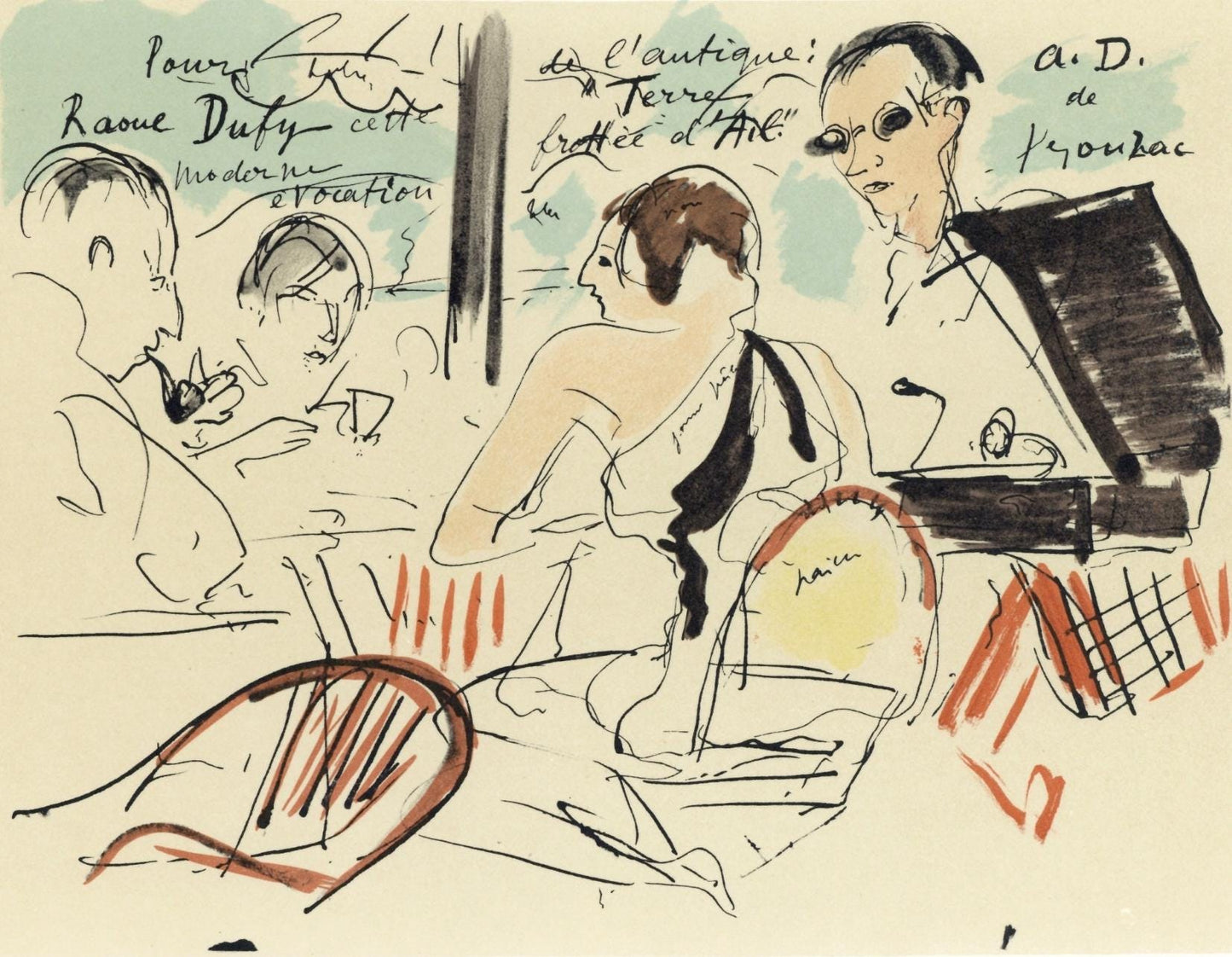 Andr Dunoyer De Segonzac, Composition, Lettre Mon Peintre Raoul Dufy, Lithograph