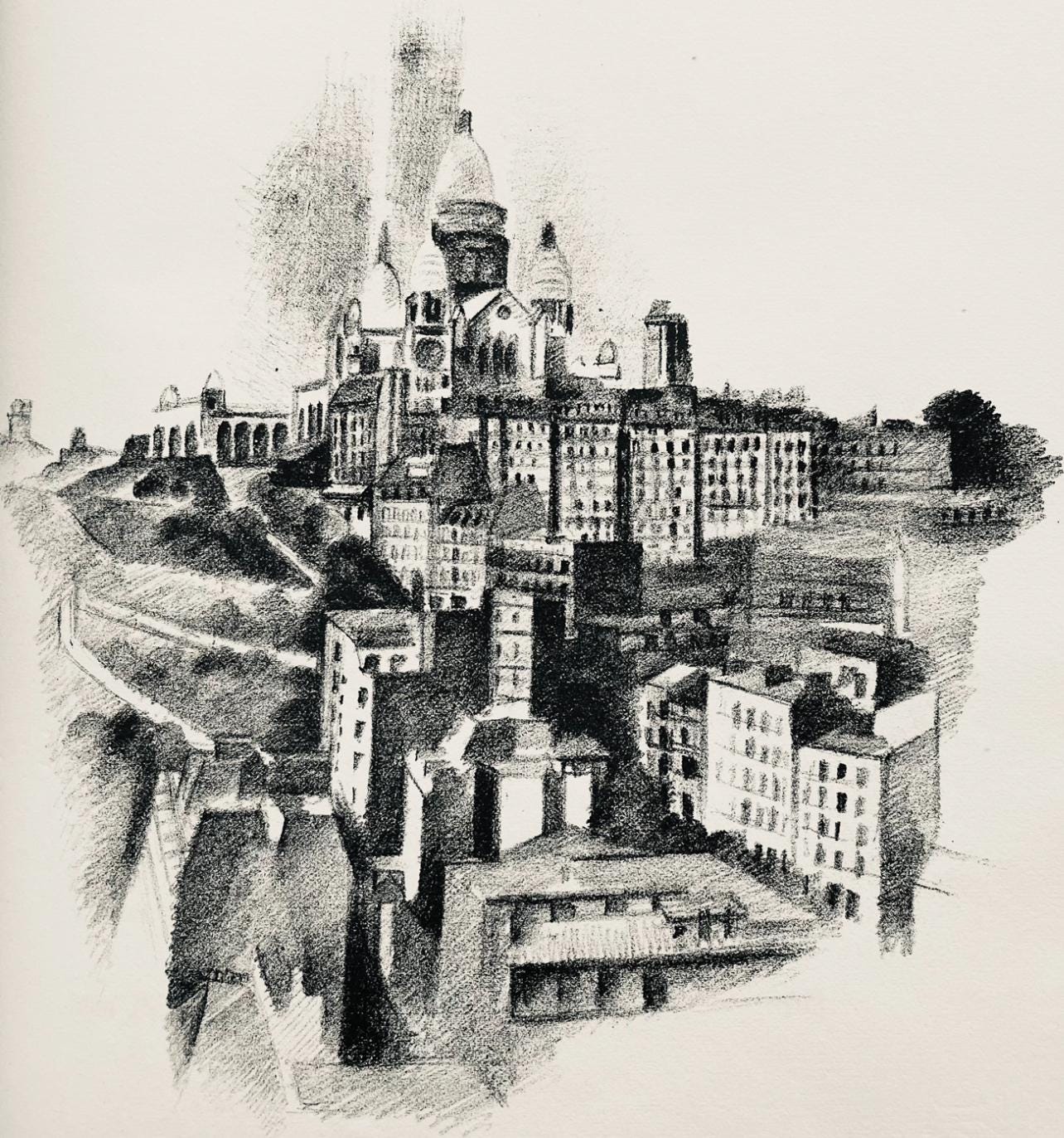 Robert Delaunay, La Butte Montmartre Et Le Sacre-Cur (Habasque 720-728), Allo! Paris!, Lithograph