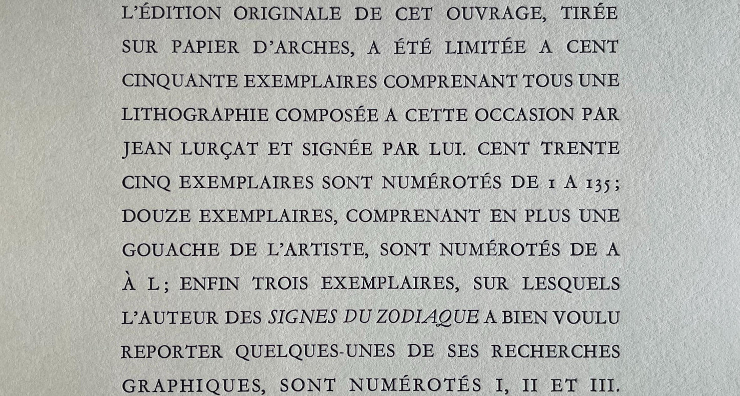 Jean Lurat, La Balance (Libra), Les Signes Du Zodiaque, Lithograph