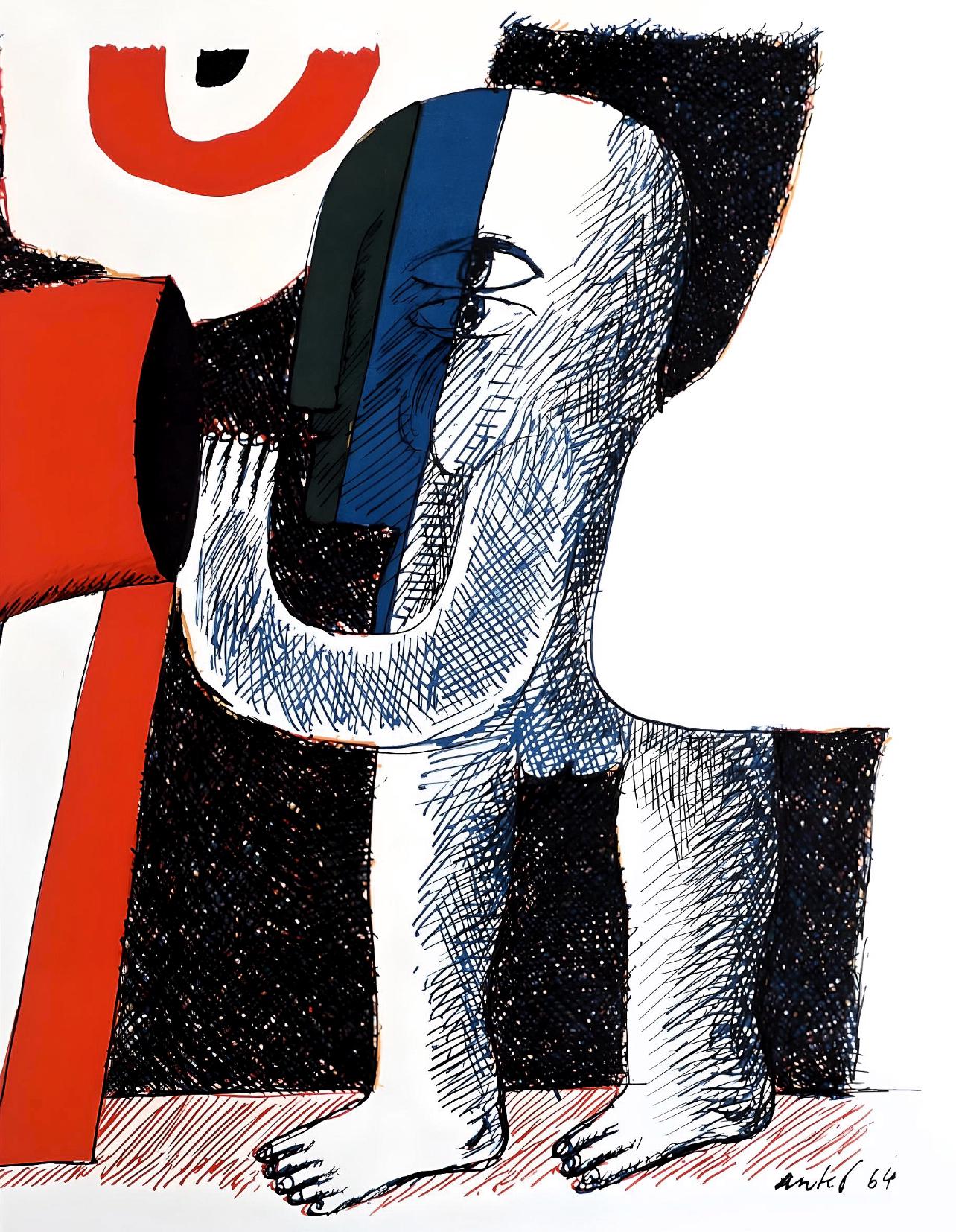 Horst Antes, Composition, Suites N8, Rencontres, Lithograph