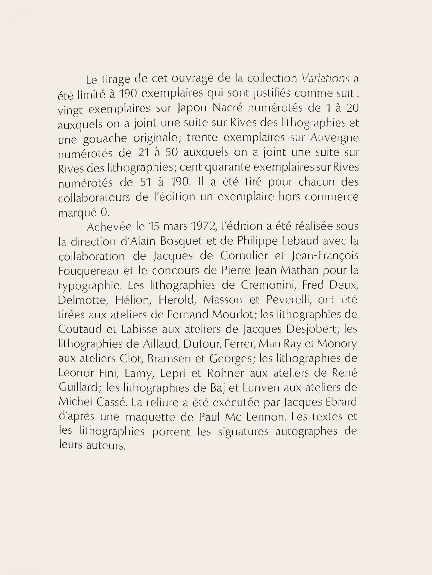 Leonardo Cremonini, Composition, Variations Sur L'Imaginaire, Lithograph