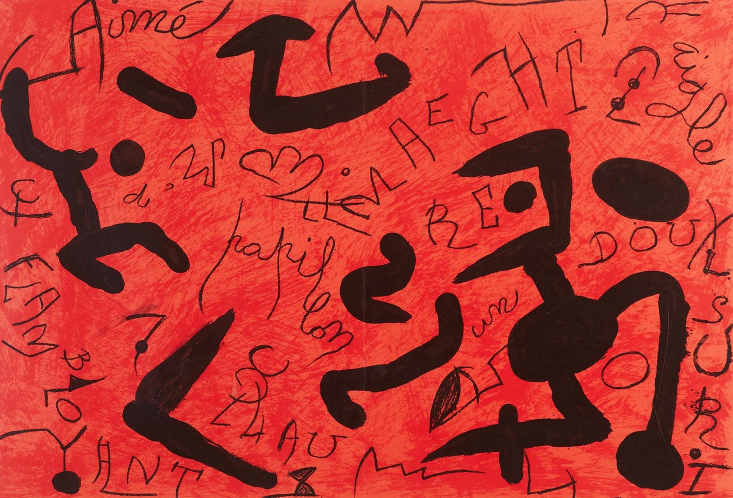 Joan Mir, Composition, Hommage Aim Et Marguerite Maeght, Derrire Le Miroir, Lithograph