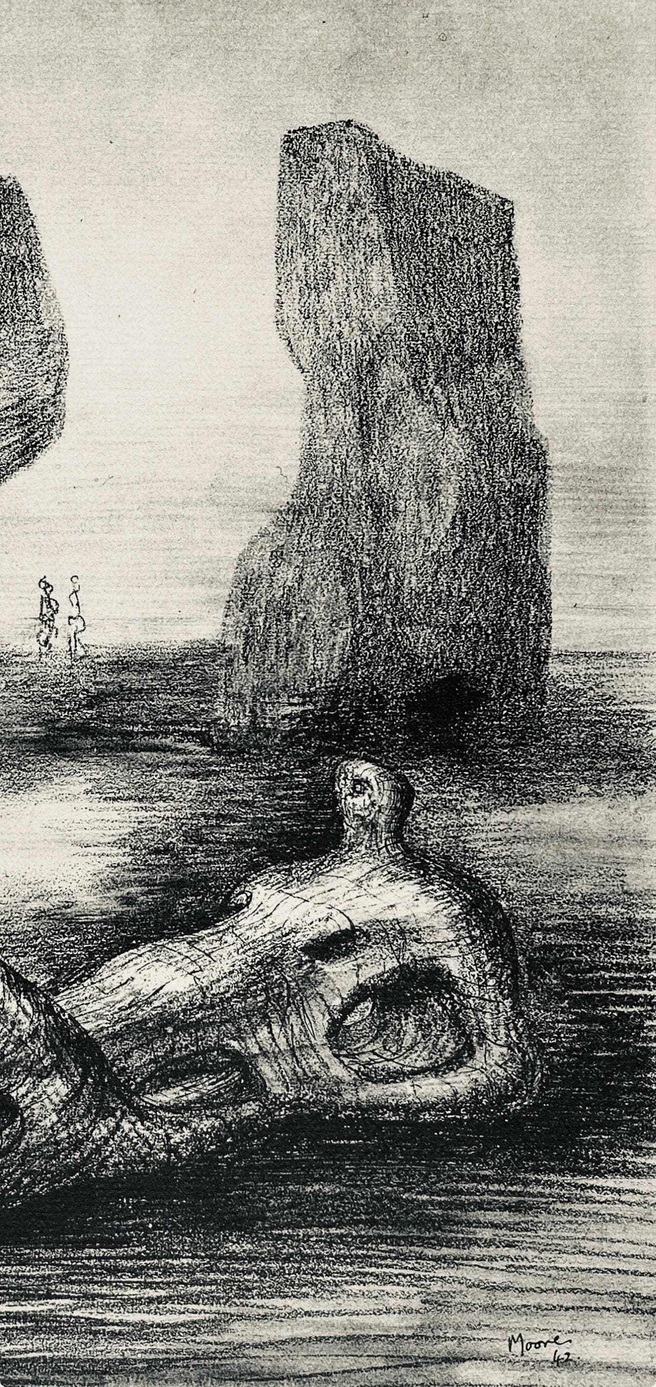 Henry Moore, Wood Sculpture In Setting Of Rocks, The Drawings Of Henry Moore, Lithograph