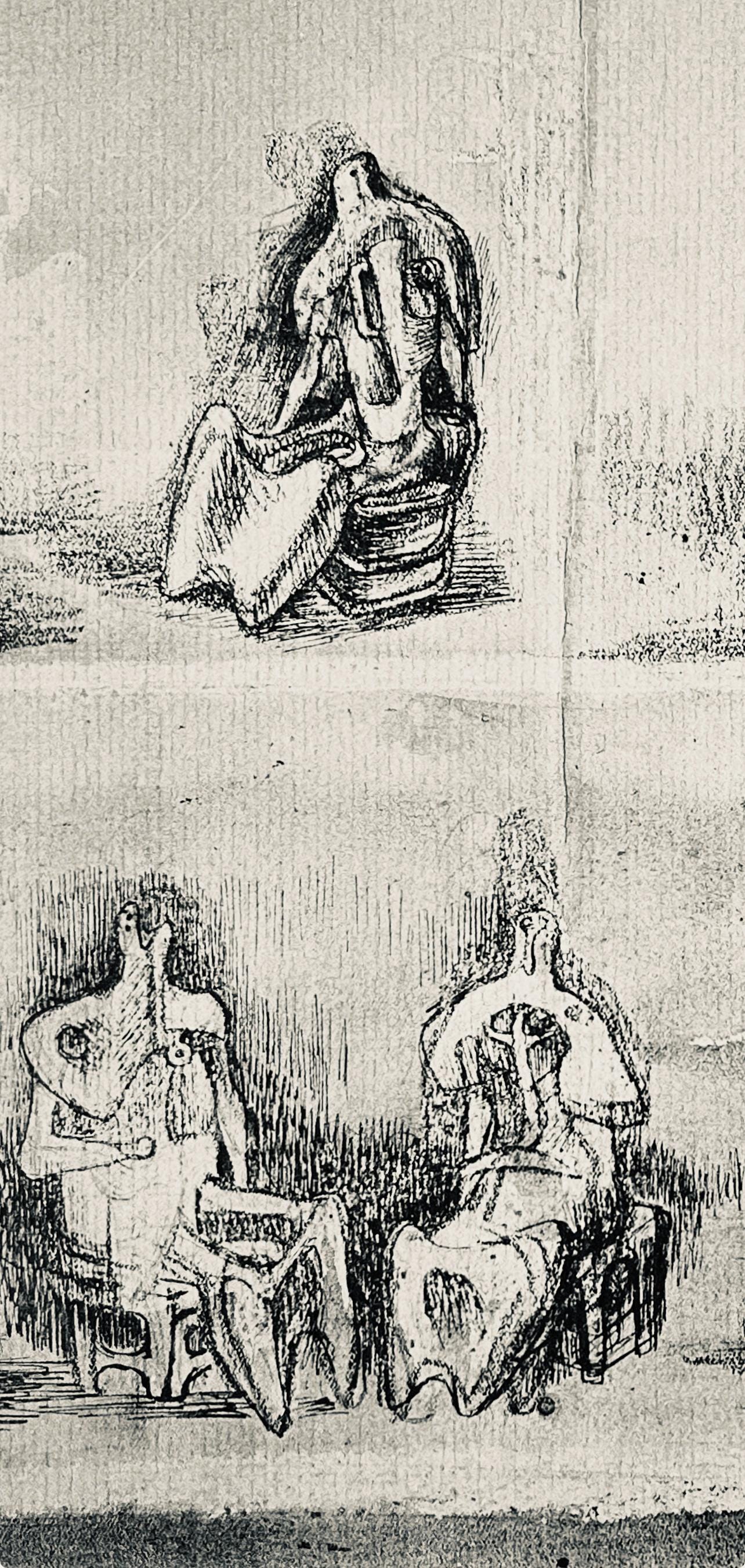 Henry Moore, Standing And Seated Figures, The Drawings Of Henry Moore, Lithograph