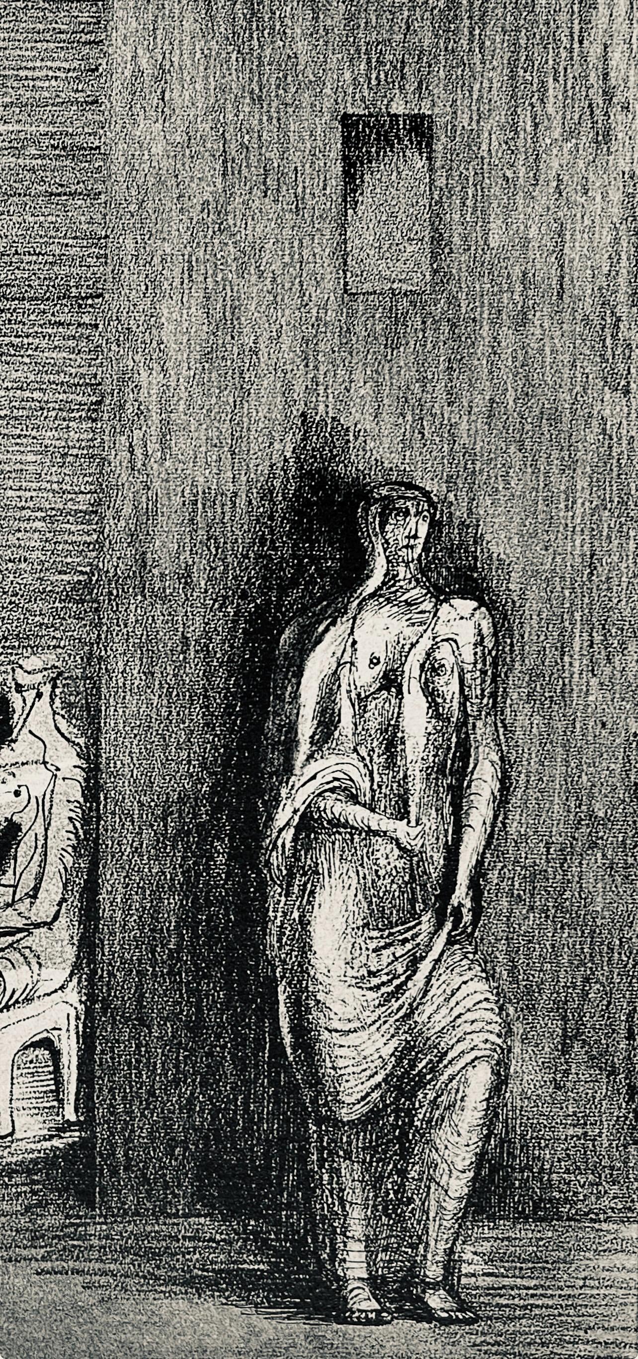 Henry Moore, Three Figures In A Setting, The Drawings Of Henry Moore, Lithograph