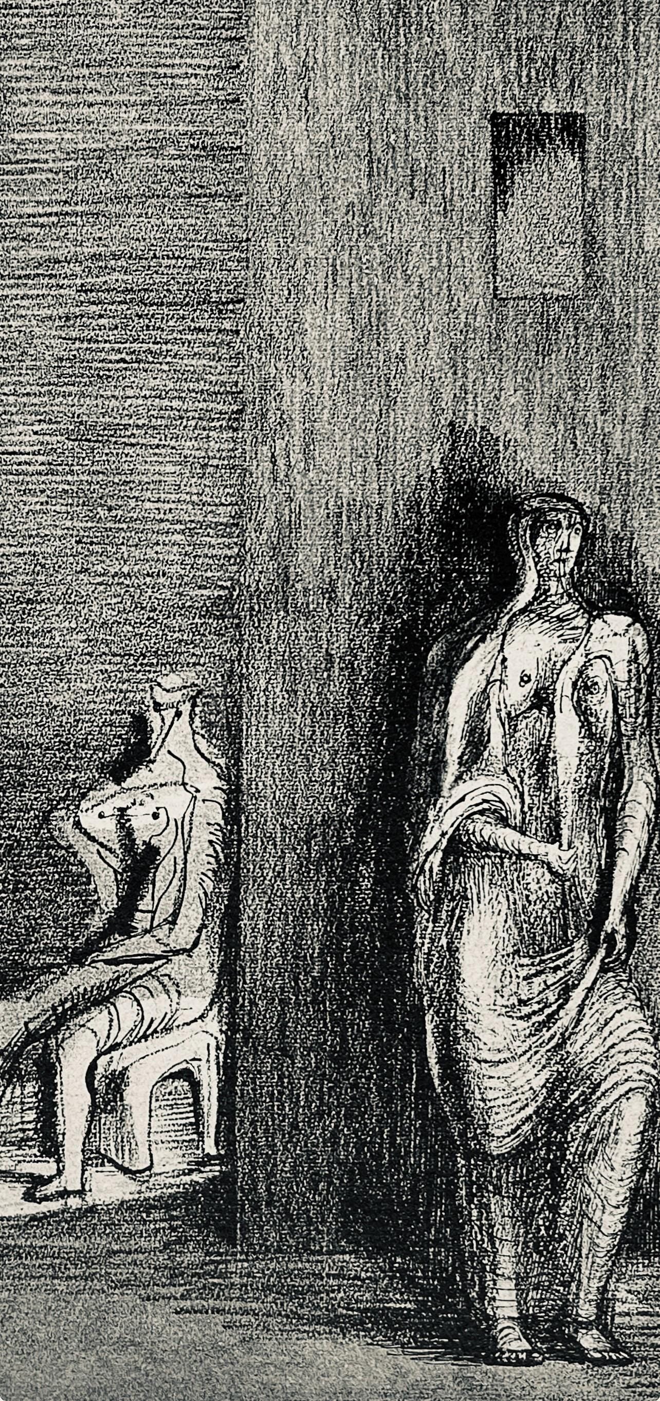 Henry Moore, Three Figures In A Setting, The Drawings Of Henry Moore, Lithograph