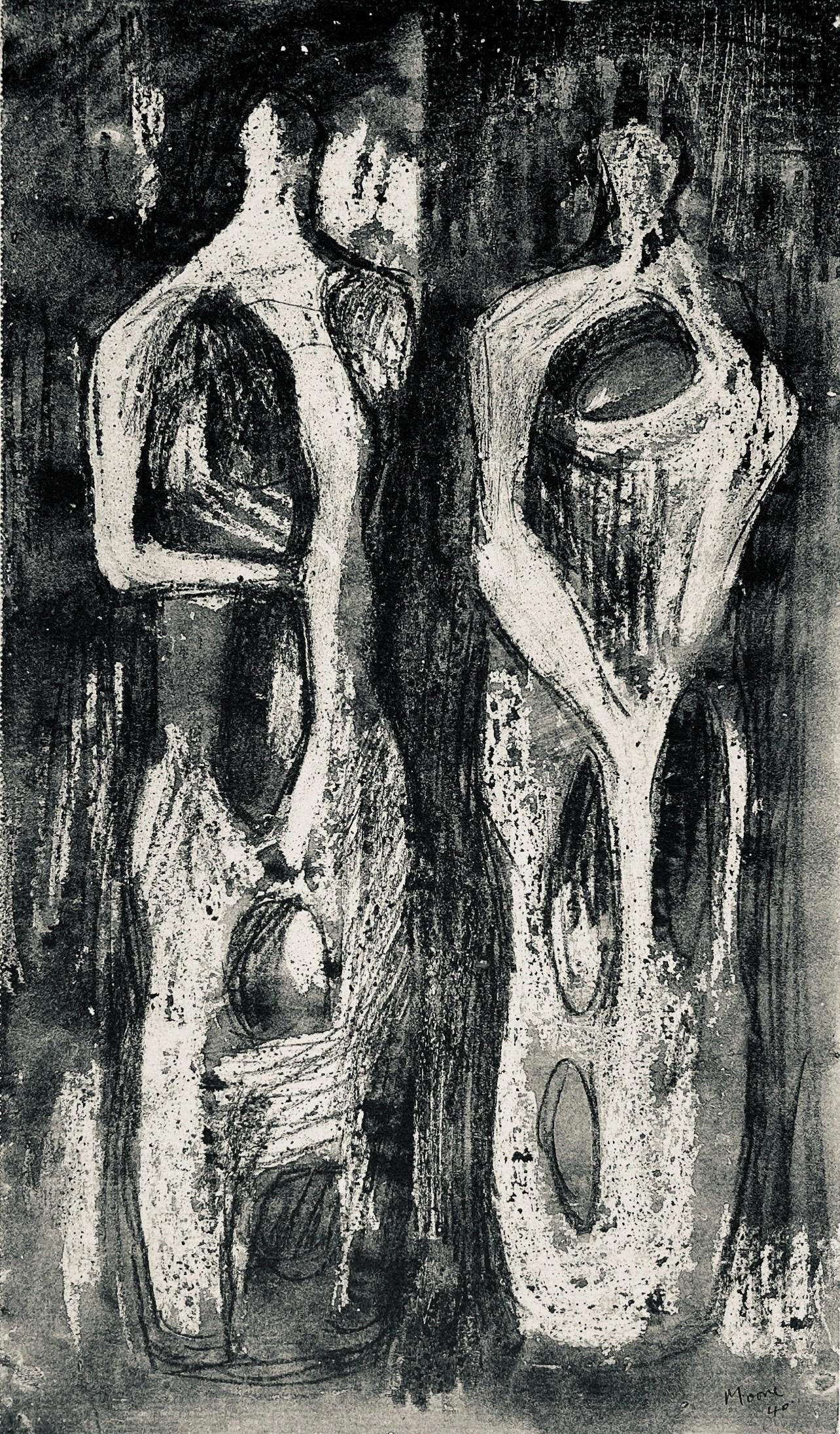 Henry Moore, Two Standing Figures, The Drawings Of Henry Moore, Lithograph