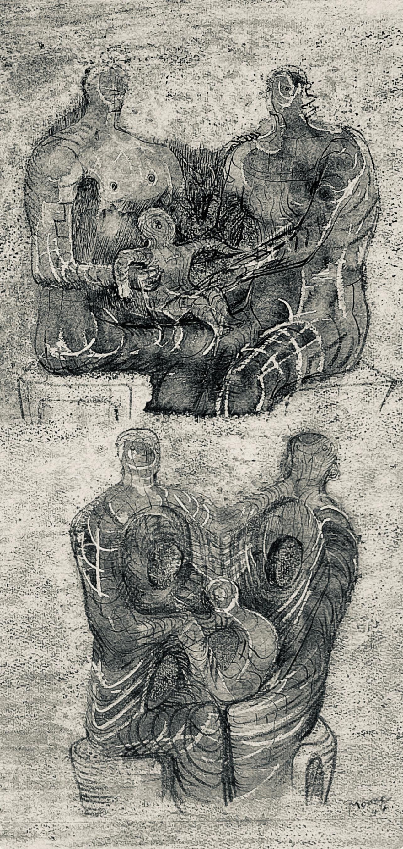 Henry Moore, Studies For Family Group, The Drawings Of Henry Moore, Lithograph