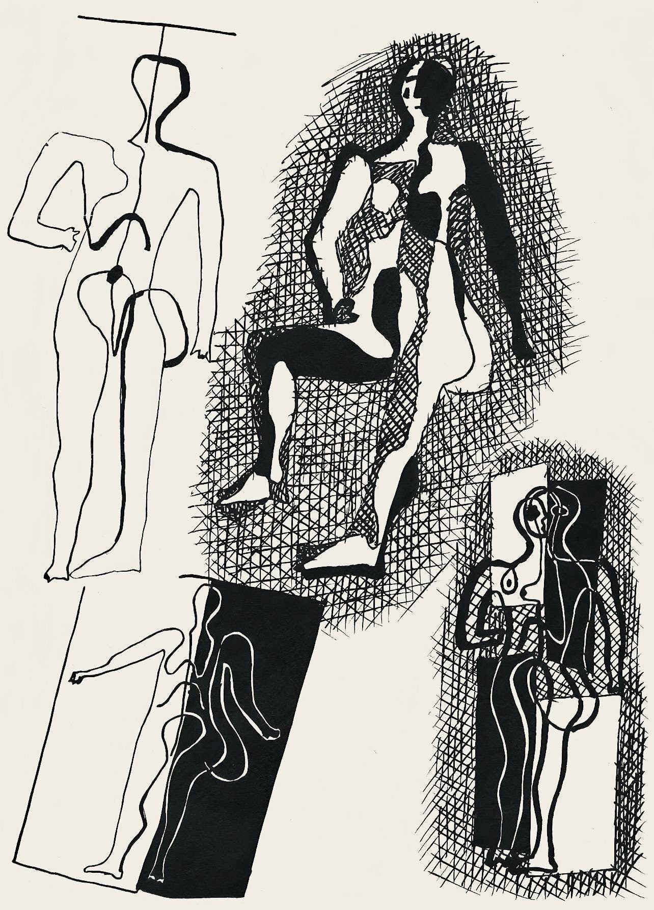 Pablo Picasso, Composition (Monod 10485), Hlne Chez Archive De Illustrations De Pablo Picasso,