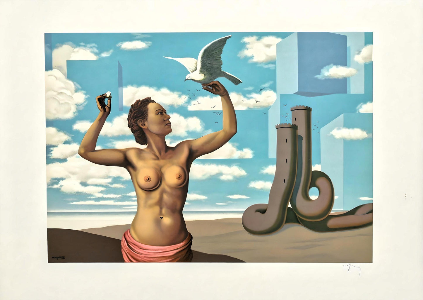 Ren Magritte, Une Jeune Femme Prsente Avec Grace, Les Enfants Trouvs De Magritte, Lithograph