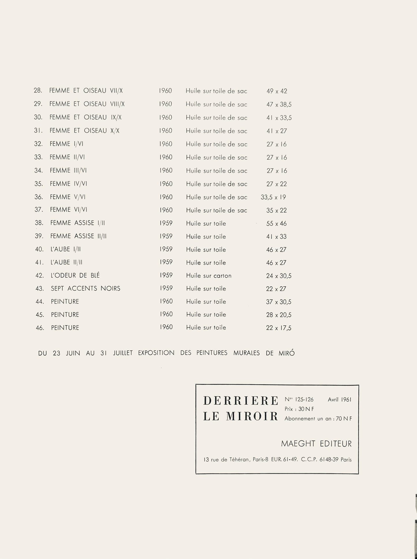 Joan Mir, Composition, Derrire Le Miroir, Lithograph