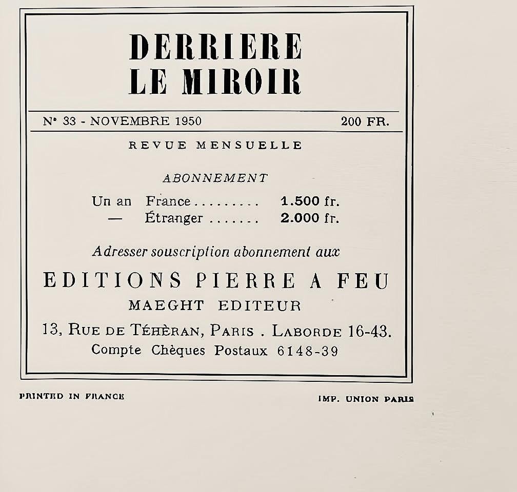 Hans Jean Arp, Composition, Derrire Le Miroir, Woodcut