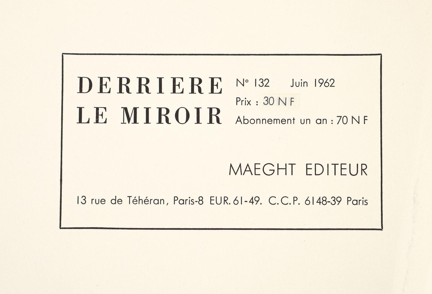 Marc Chagall, Composition (Cramer 50; Mourlot 356), Derrire Le Miroir, Lithograph