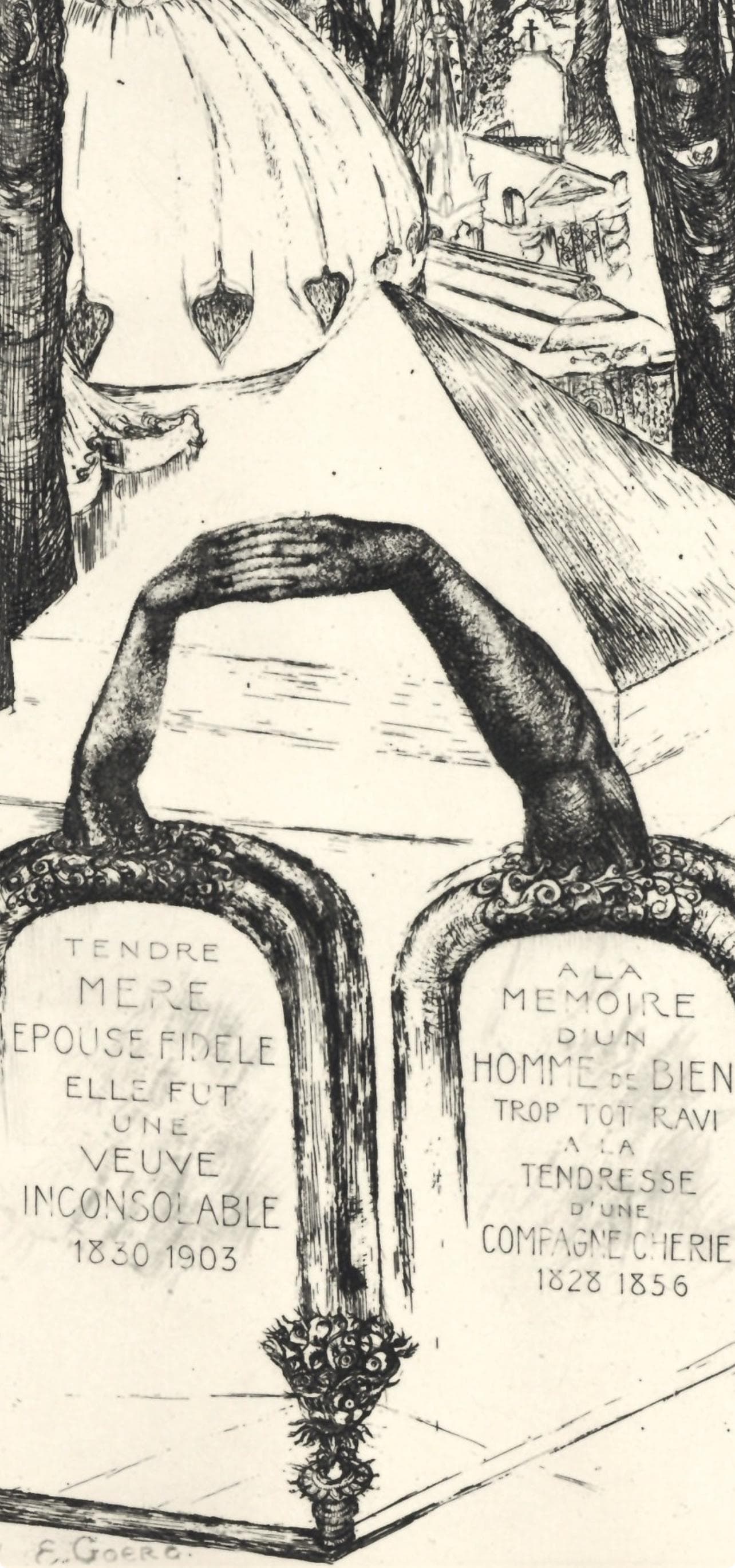 Douard Goerg, Le Cimetire Du Pre, A La Gloire Paris, Etching