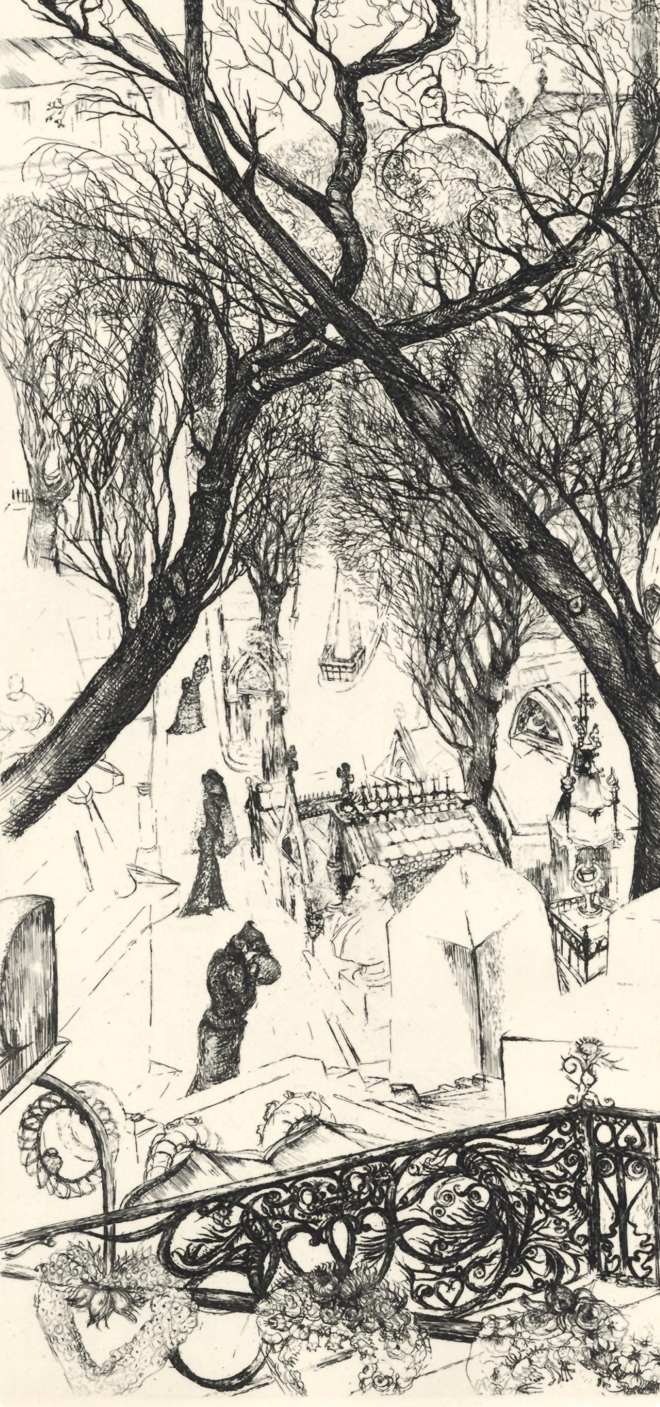 Douard Goerg, Le Cimetire Du Pre, A La Gloire Paris, Etching