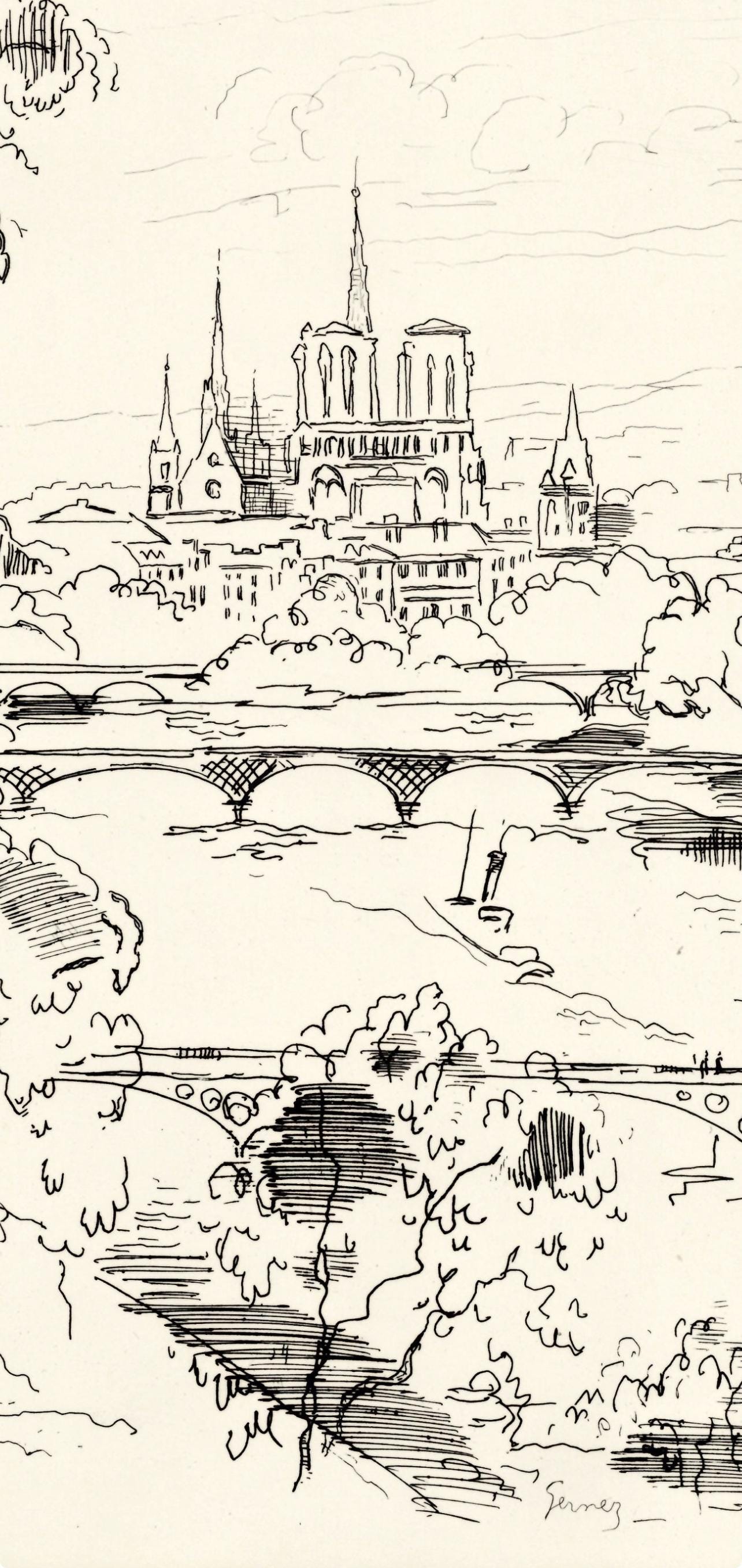 Paul-Lie Gernez, Seine, Berceau De Paris, A La Gloire Paris, Etching