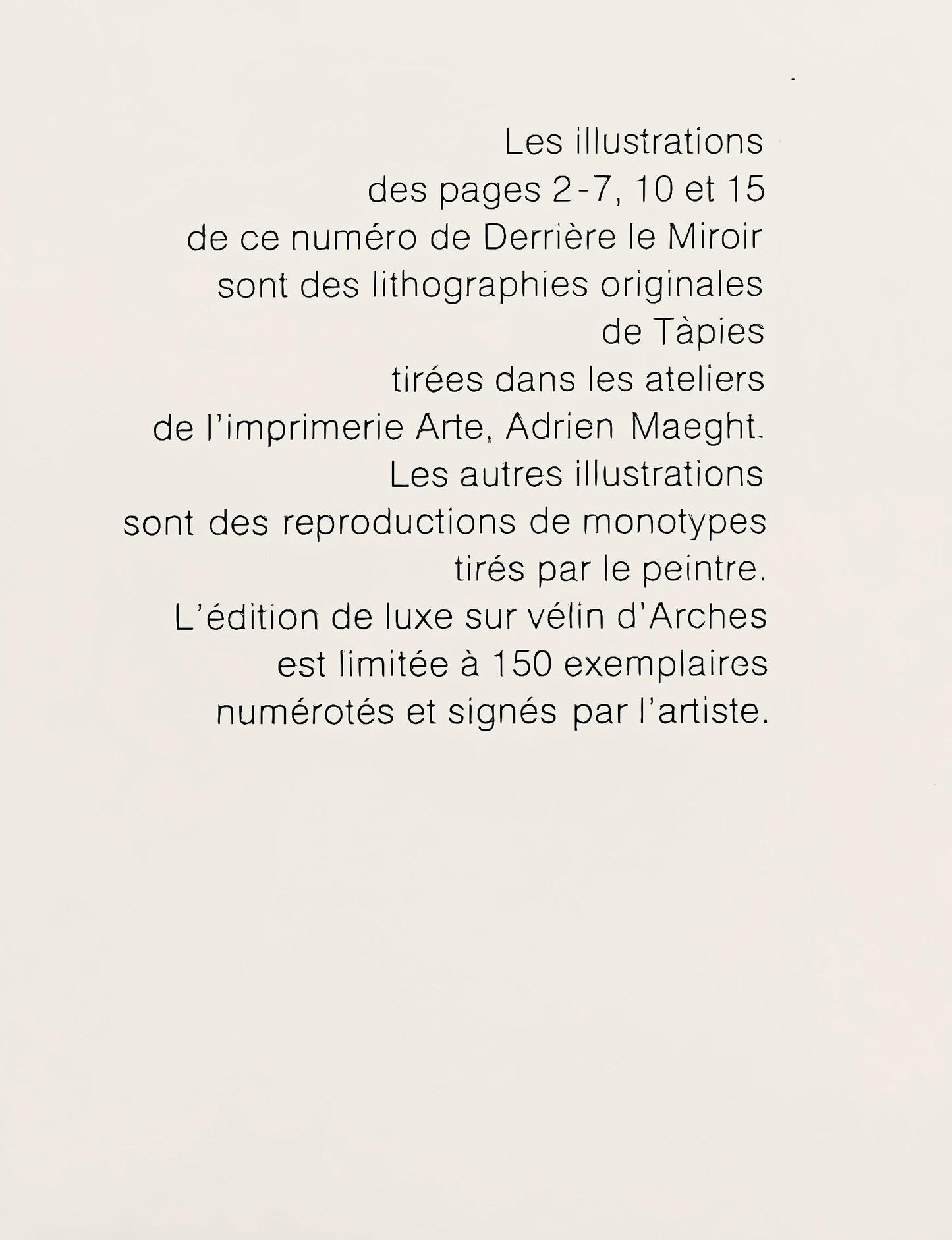 Antoni Tpies, Composition, Derrire Le Miroir, Lithograph