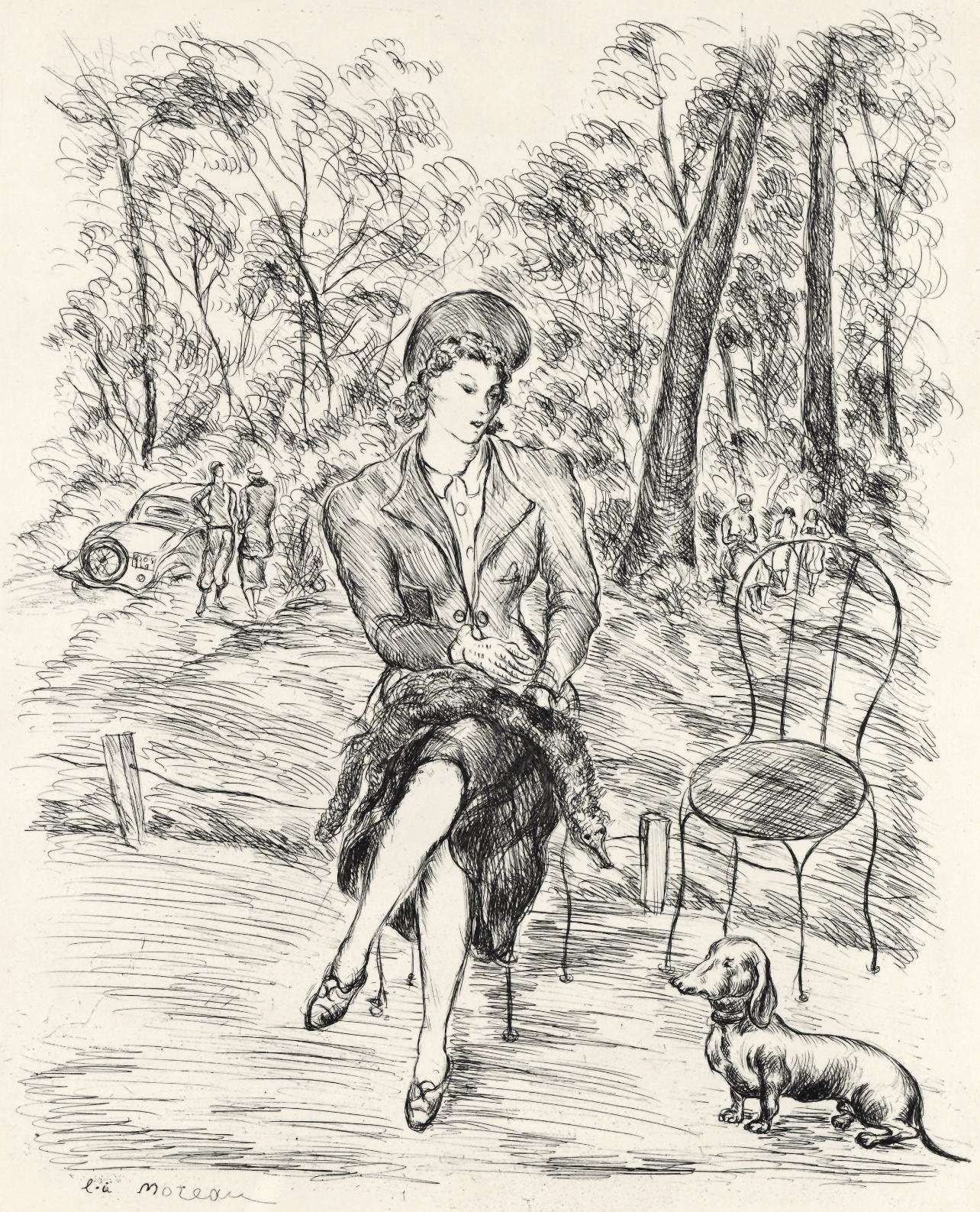 Luc-Albert Moreau, Jardins De Paris, A La Gloire Paris, Etching