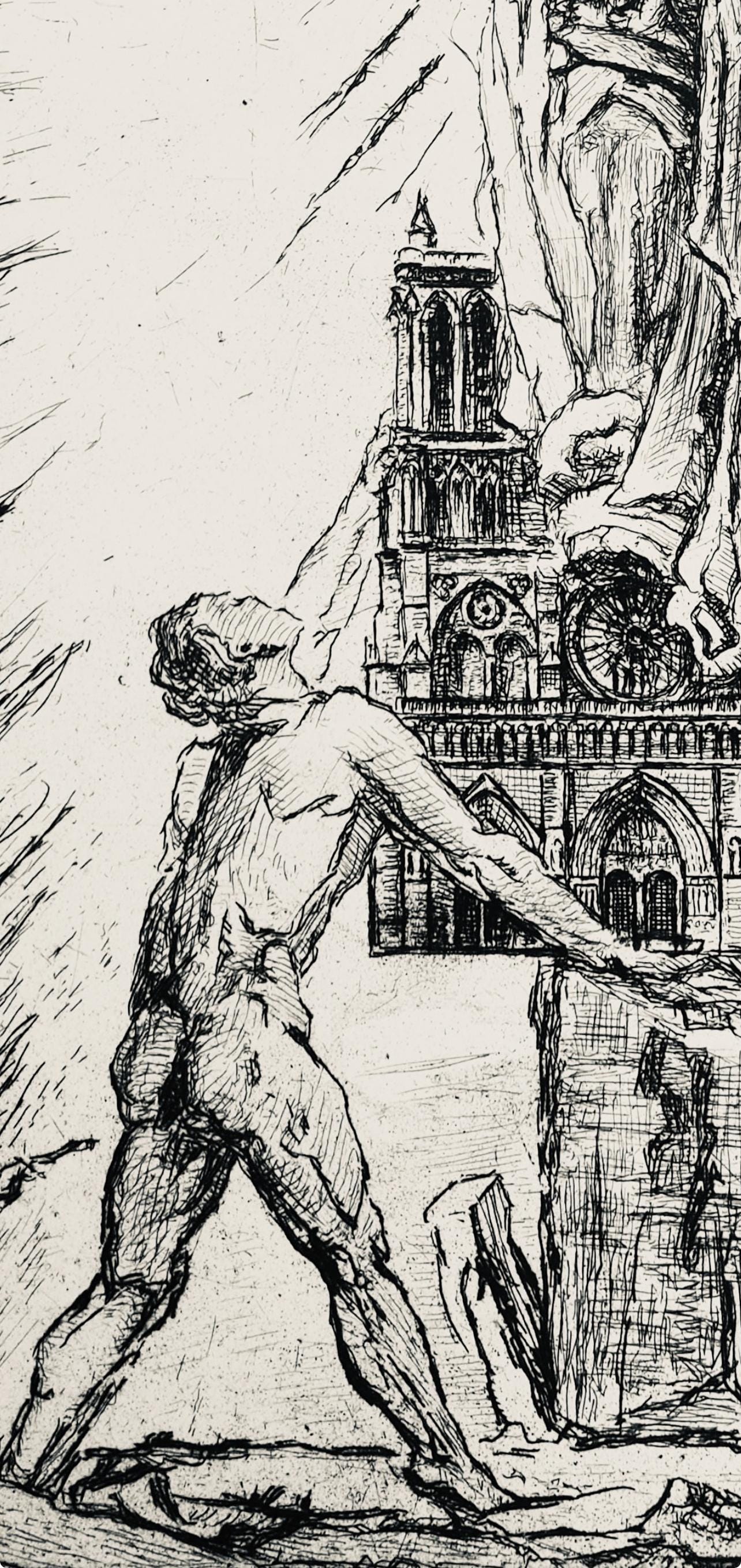 George Desvallires, Crucifix De Notre Dame, A La Gloire Paris, Etching