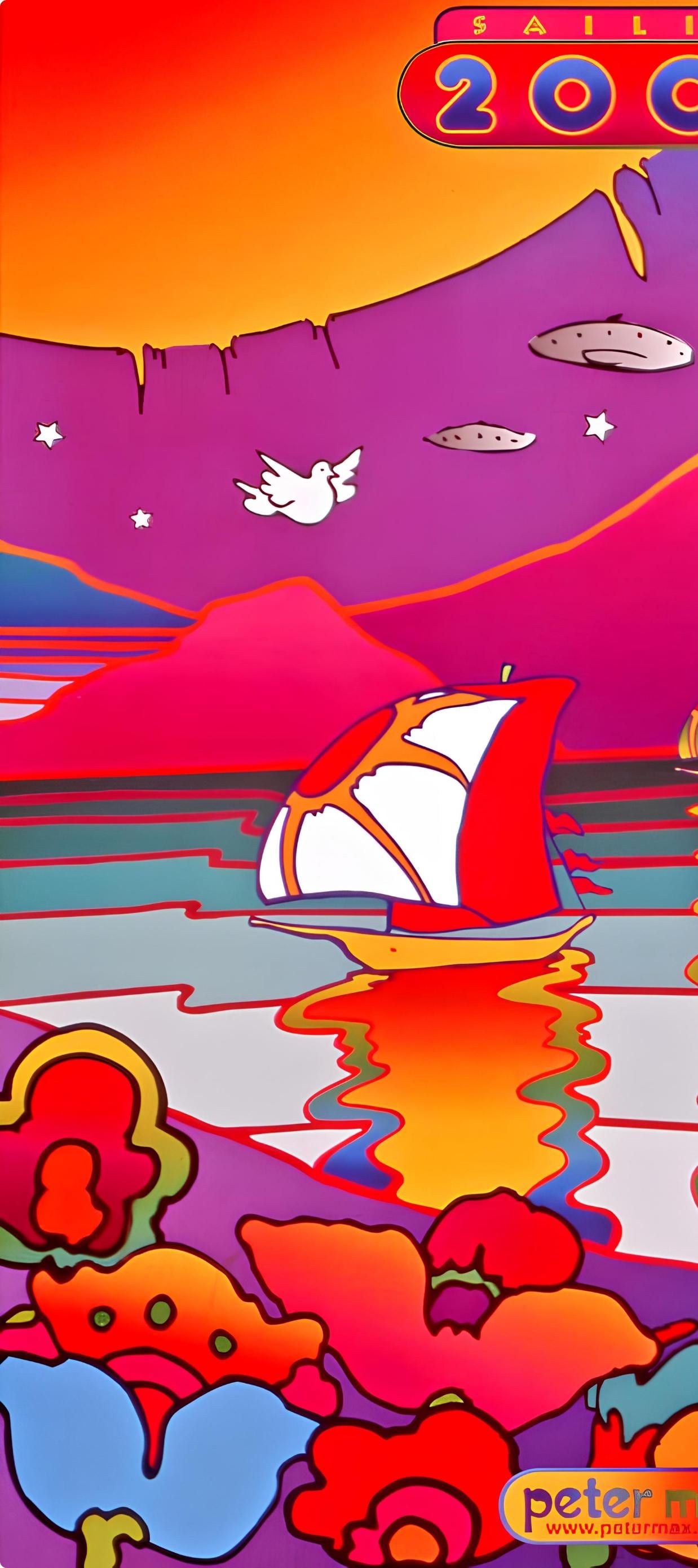 Peter Max, Sailing, 2000, 1999, Hand Signed, Official Edition Offset Lithograph