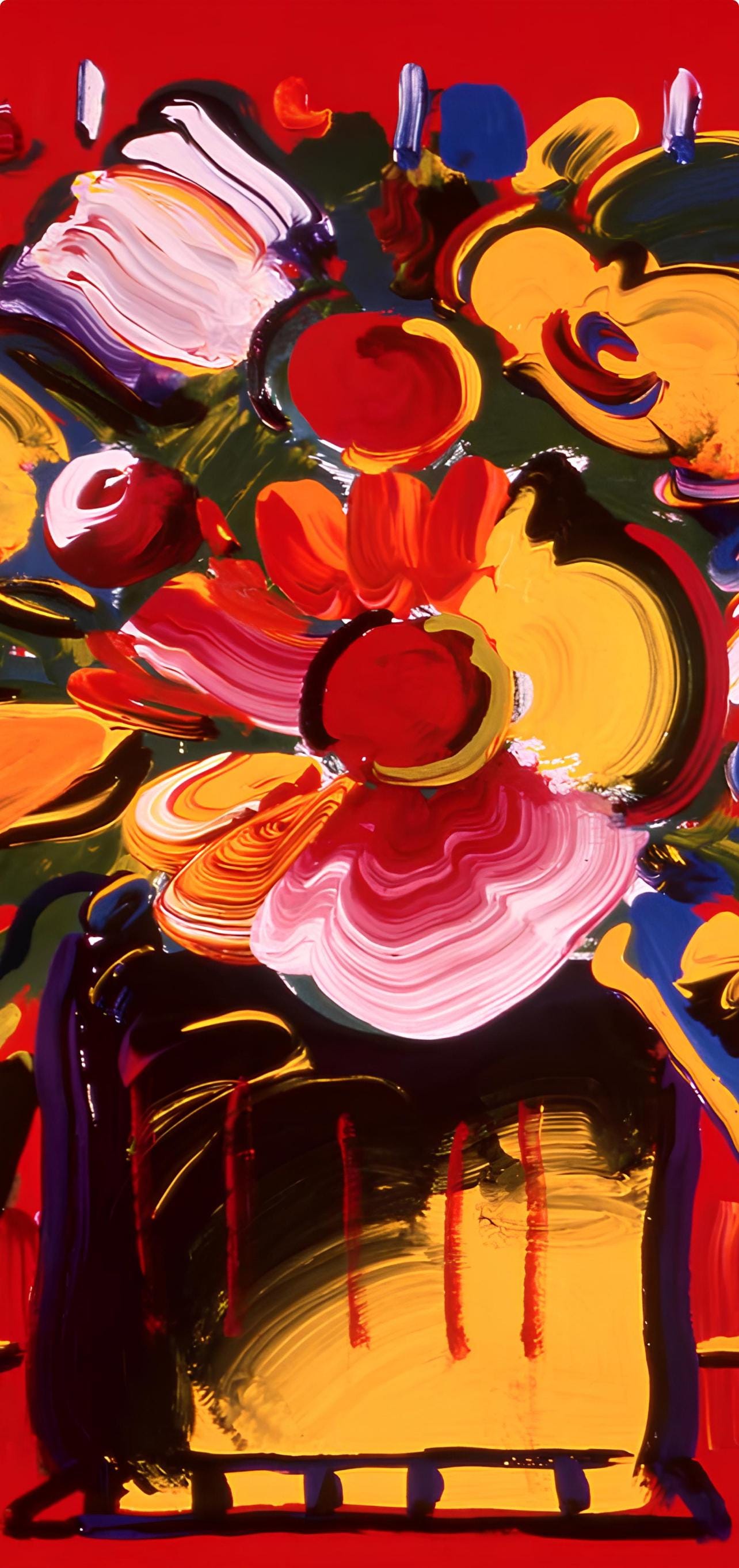 Peter Max, Abstract Flowers, 1999, Hand Signed, Official Edition Offset Lithograph