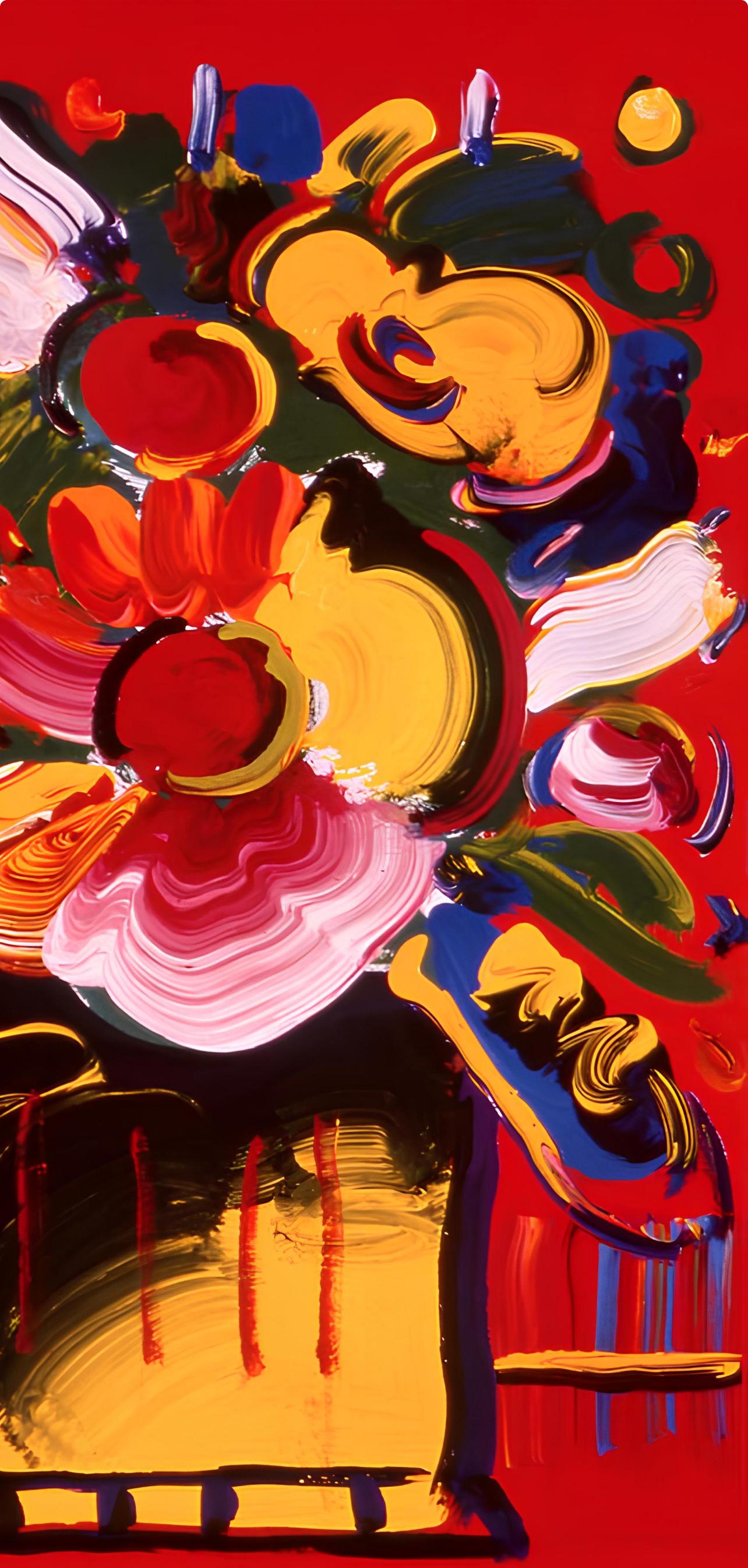 Peter Max, Abstract Flowers, 1999, Hand Signed, Official Edition Offset Lithograph