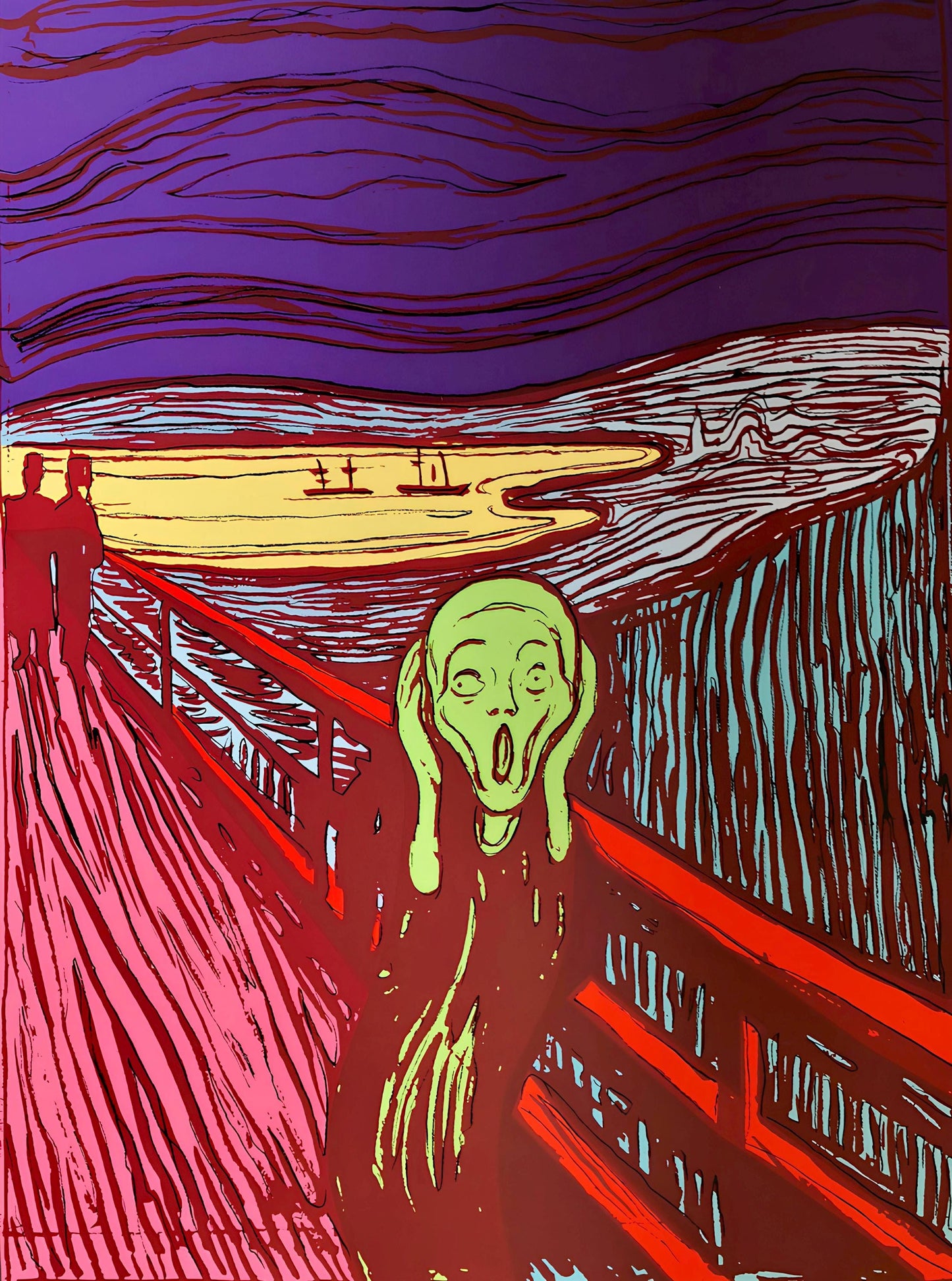 Andy Warhol, The Scream (After Edvard Munch), Green, Orange Pink, Suite Of Three, Official, Sunday