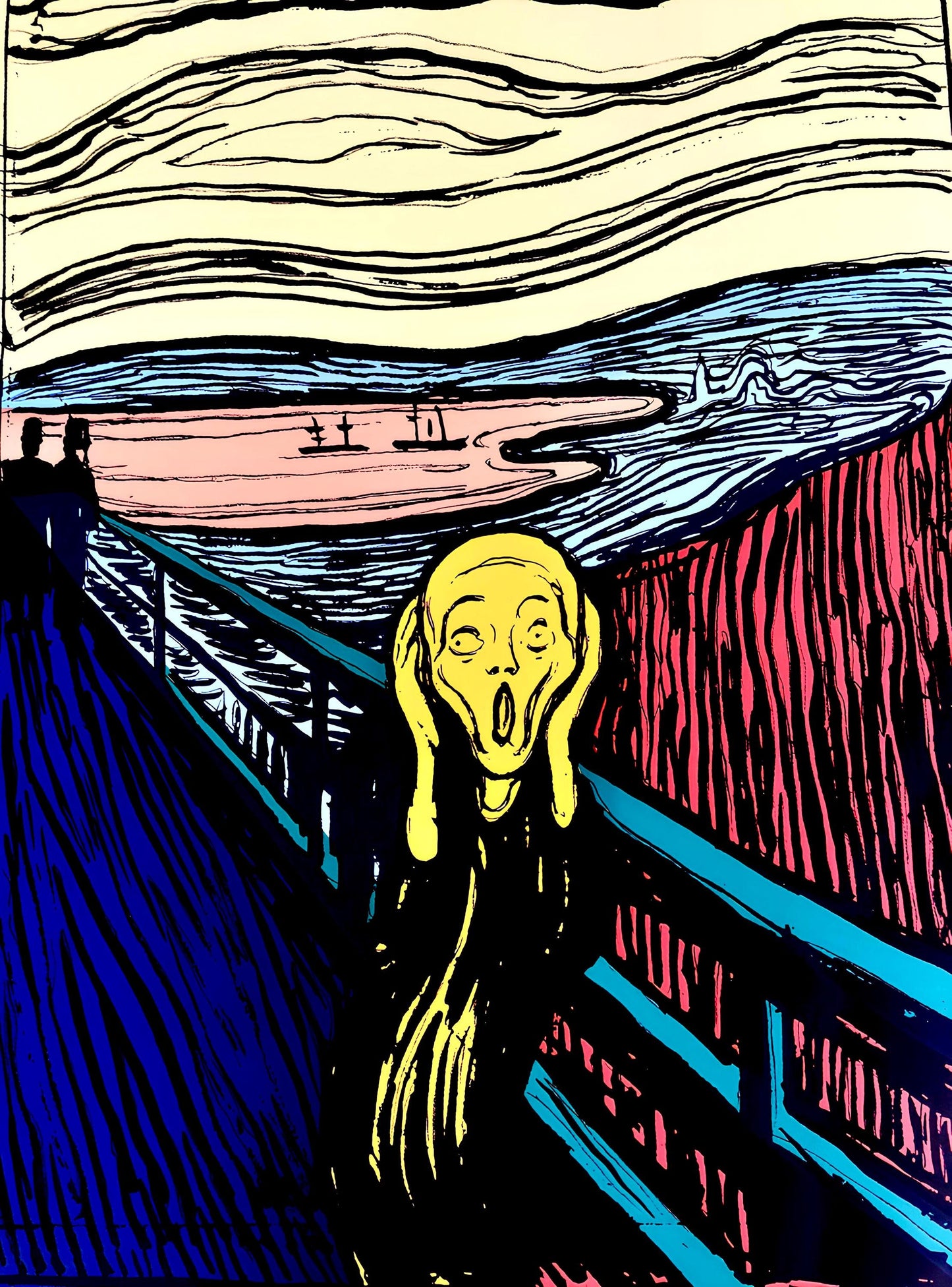 Andy Warhol, The Scream (After Edvard Munch), Green, Orange Pink, Suite Of Three, Official, Sunday