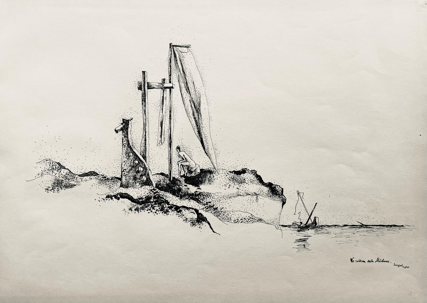 Jean Lurat, Le Radeau De La Mduse, Huit Dessins La Plume, Lithograph