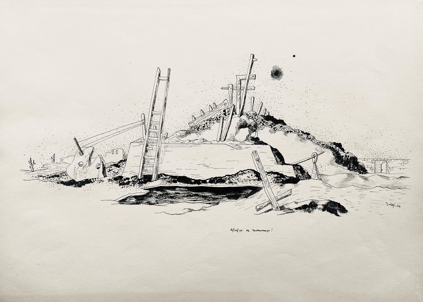 Jean Lurat, Aprsa On Recommence, Huit Dessins La Plume, Lithograph