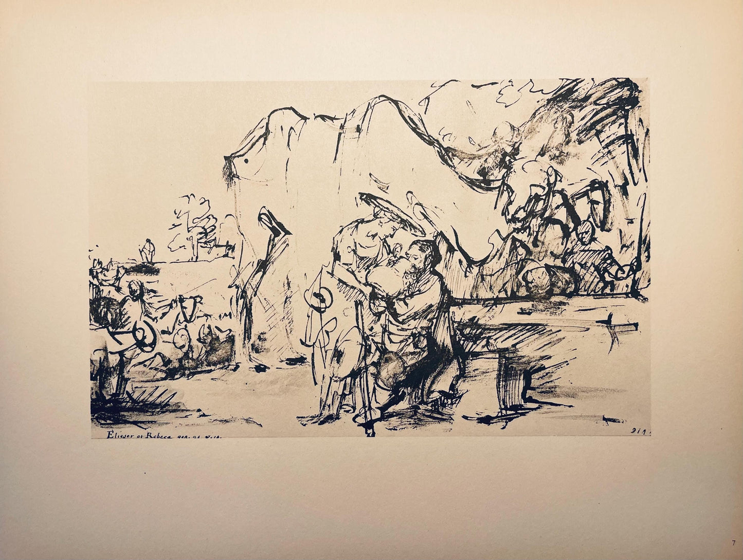 Rembrandt Van Rijn, Eliezer And Rebekah At The Well, Rembrandt, Drawings From The Bible, Collotype