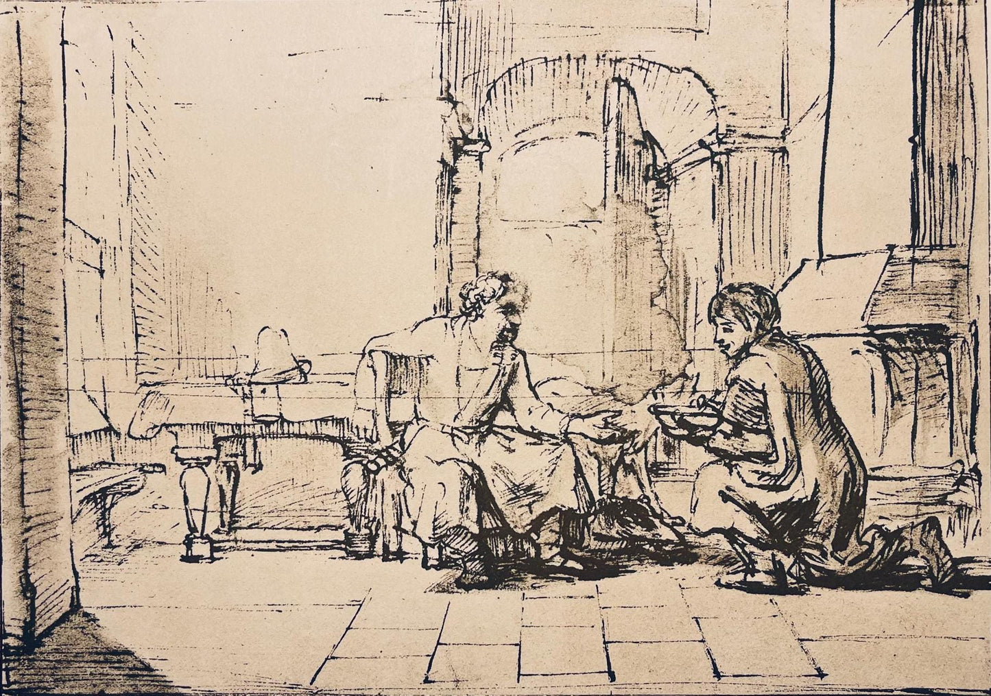 Rembrandt Van Rijn, Esau Selling His Birthright, Rembrandt, Drawings From The Bible, Collotype