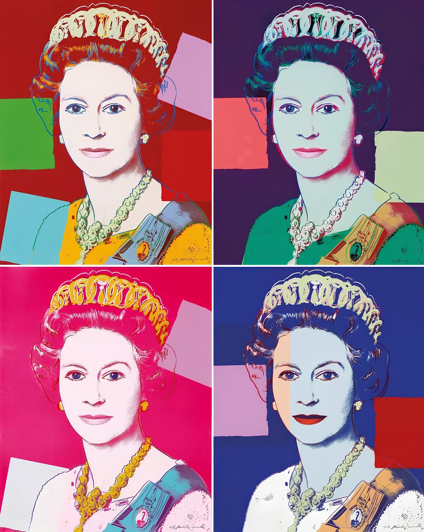 Andy Warhol, Queen Elizabeth Ii, N334, N335, N336, N337, Suite Of Four, Official, Sunday B.