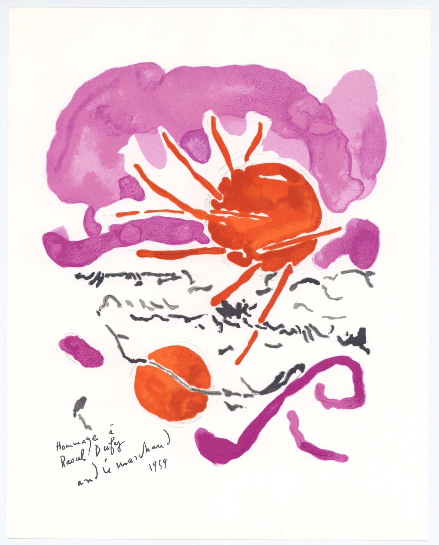 Andr Marchand, Composition, Lettre Mon Peintre Raoul Dufy, Lithograph