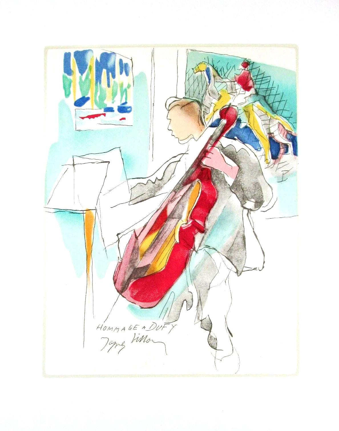 Jacques Villon, Composition, Lettre Mon Peintre Raoul Dufy, Lithograph