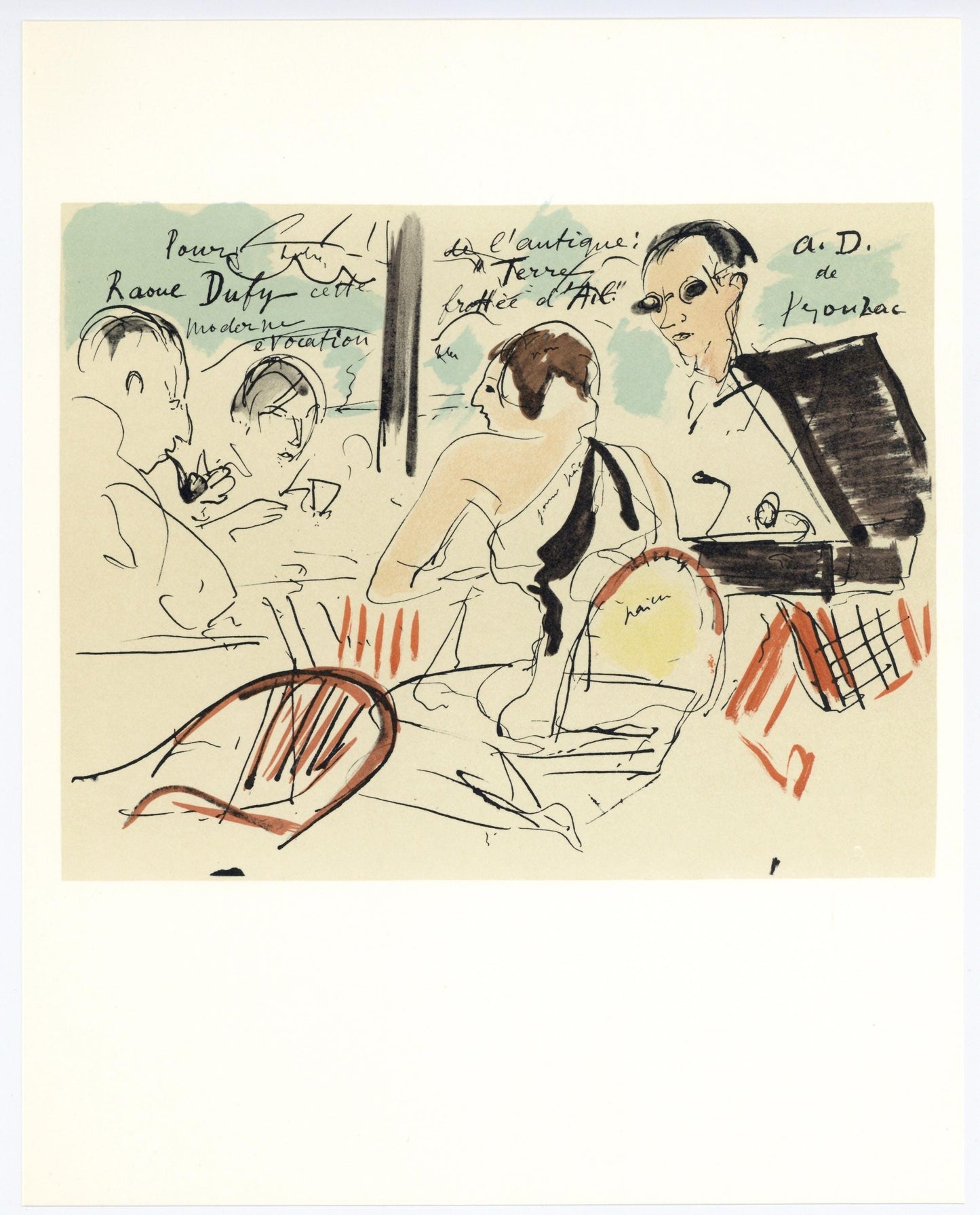 Andr Dunoyer De Segonzac, Composition, Lettre Mon Peintre Raoul Dufy, Lithograph