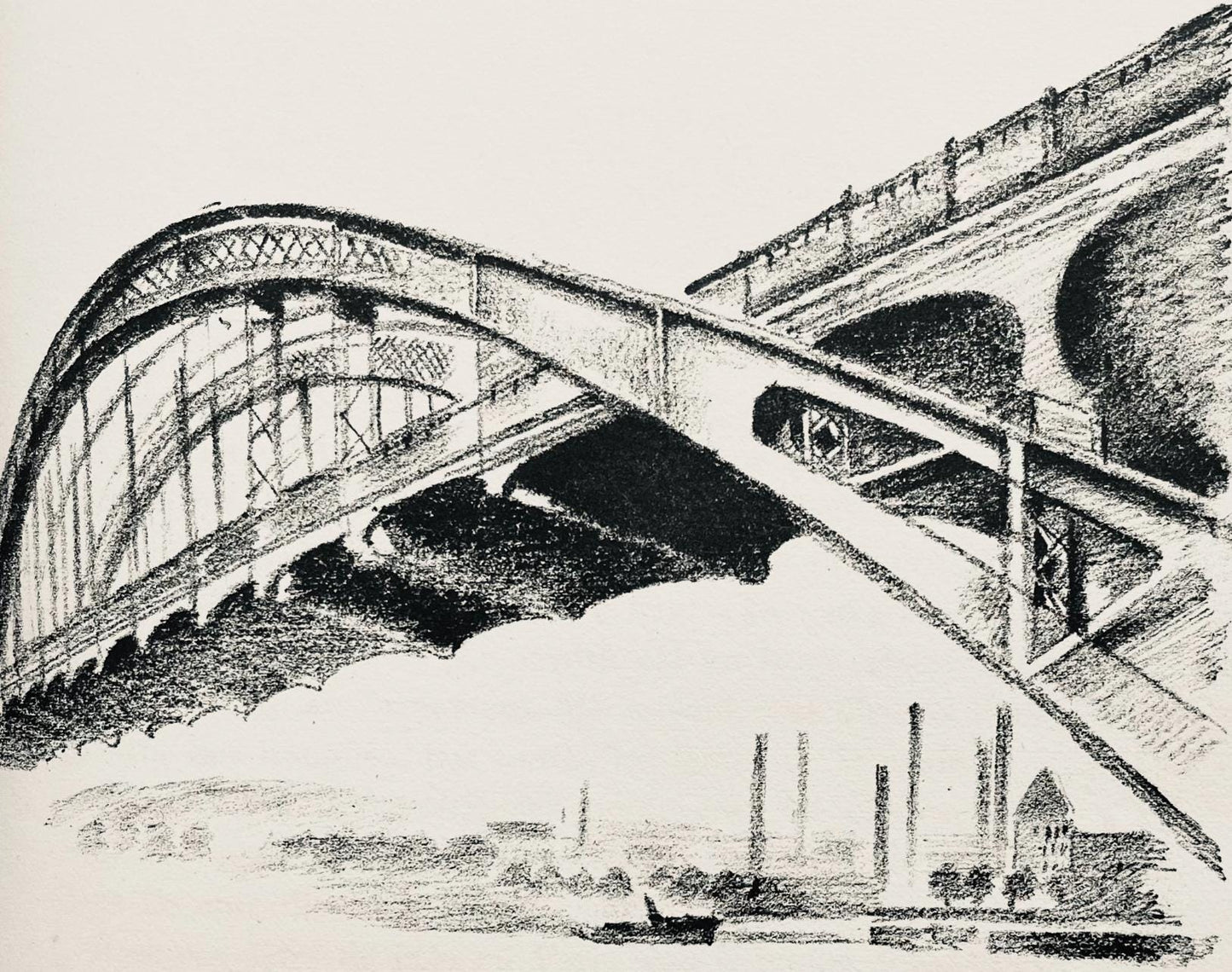 Robert Delaunay, Le Pont Arien (Habasque 720-728), Allo! Paris!, Lithograph