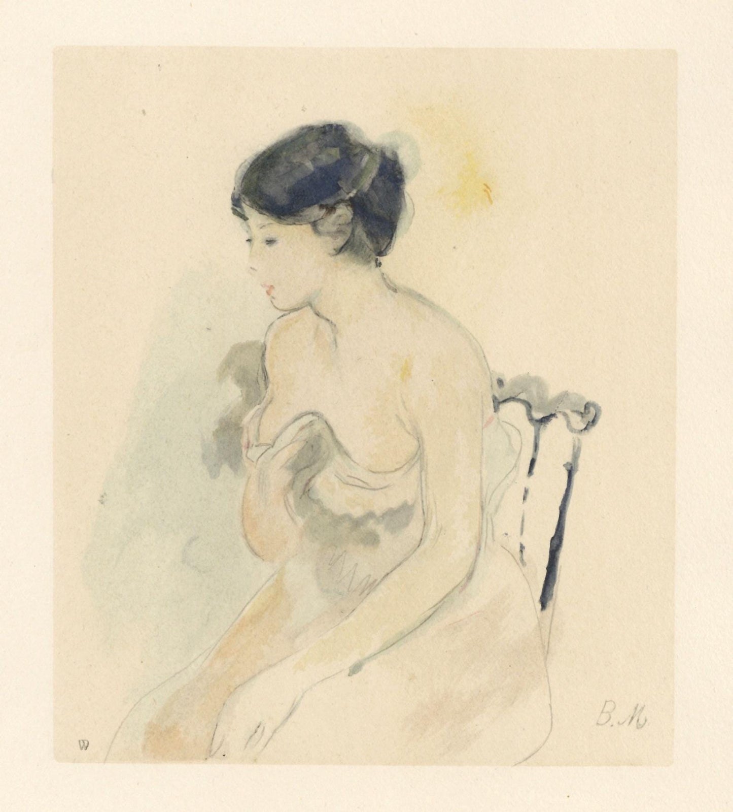 Berthe Morisot, La Jeune Femme Dcollete, Berthe Morisot Seize Aquarelles, Lithograph