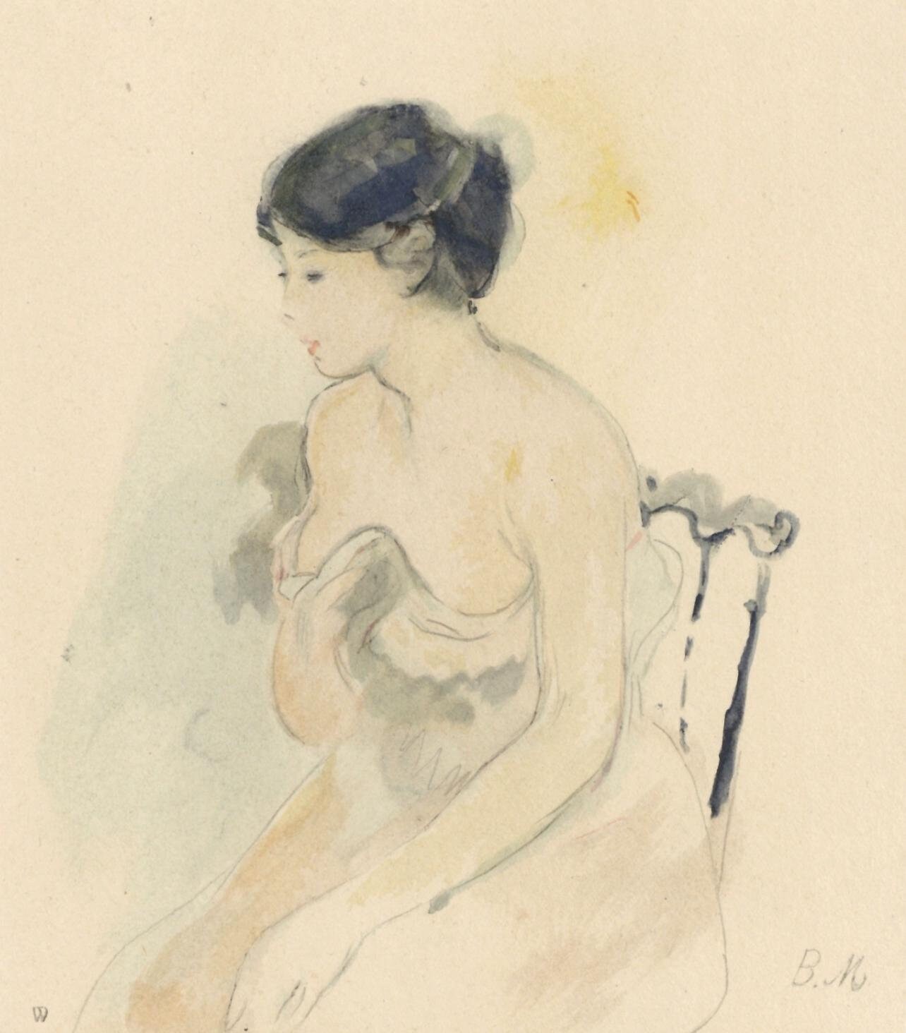 Berthe Morisot, La Jeune Femme Dcollete, Berthe Morisot Seize Aquarelles, Lithograph