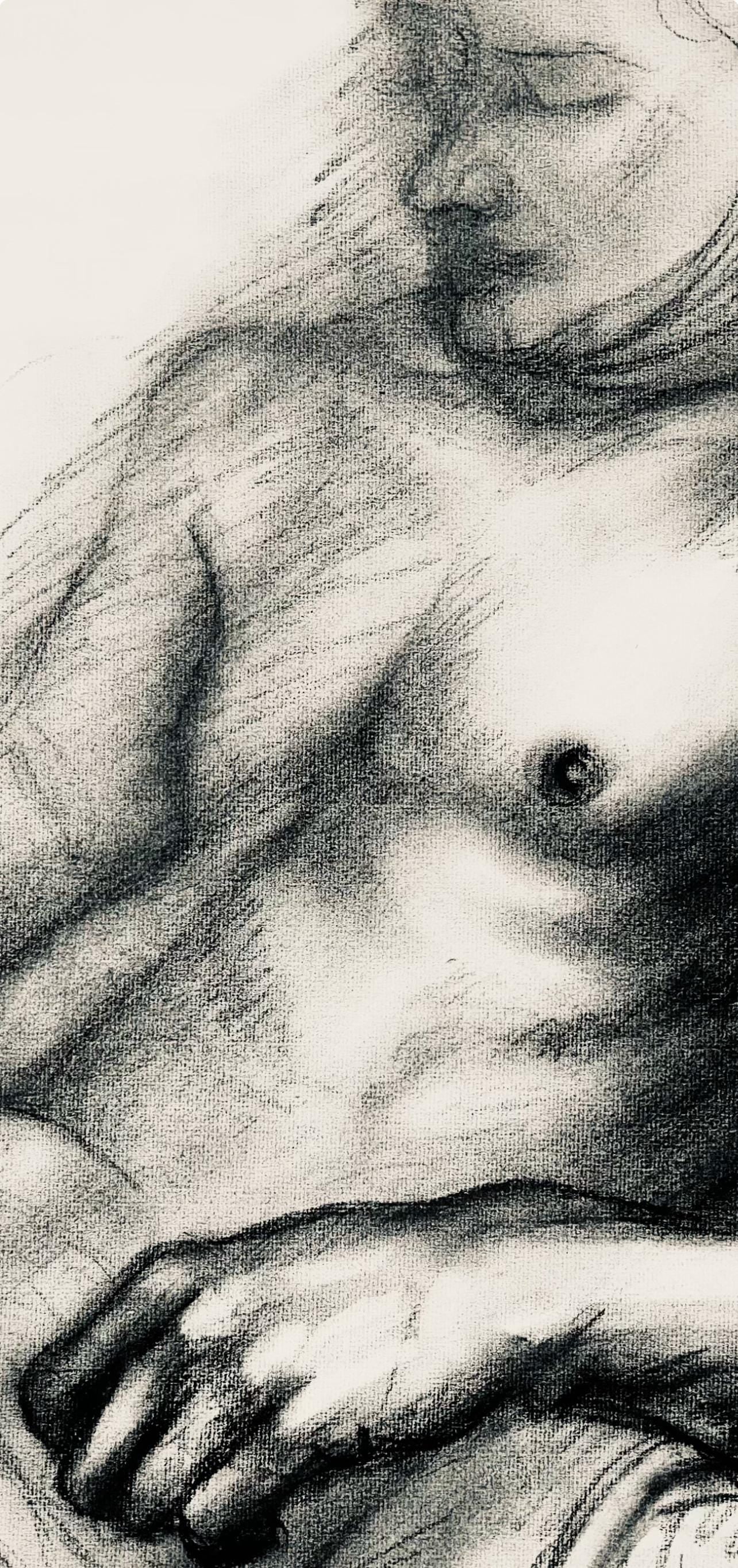 Ian Hornak, Renaissance Male Nude Figure Study, 1963, Original Drawing