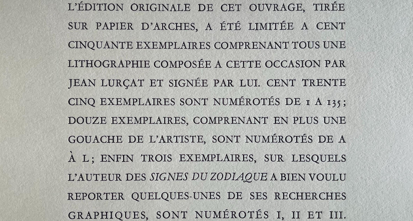 Jean Lurat, Les Gmeaux (Gemini), Les Signes Du Zodiaque, Lithograph