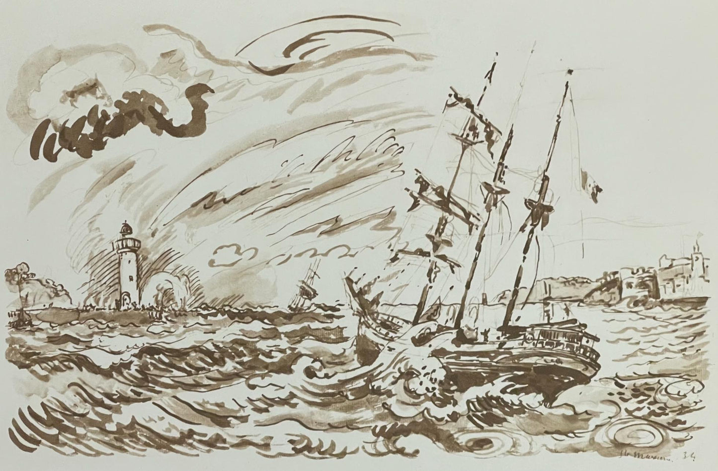 Paul Signac, Le Trois-Mts Au Plein, Signac Dessins, Lithograph